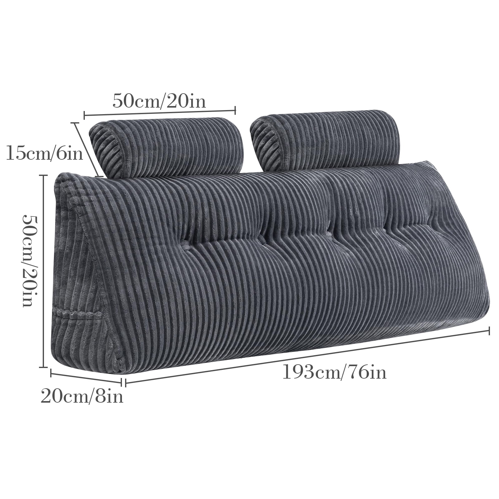 Eurhowing Twin Wedge Pillow for Bed, Triangular Headboard Pillow with 1 Roll Pillows, Reading Pillows Backrest Wedge Pillow (Gray, 40”x20”x8”) - Image 5