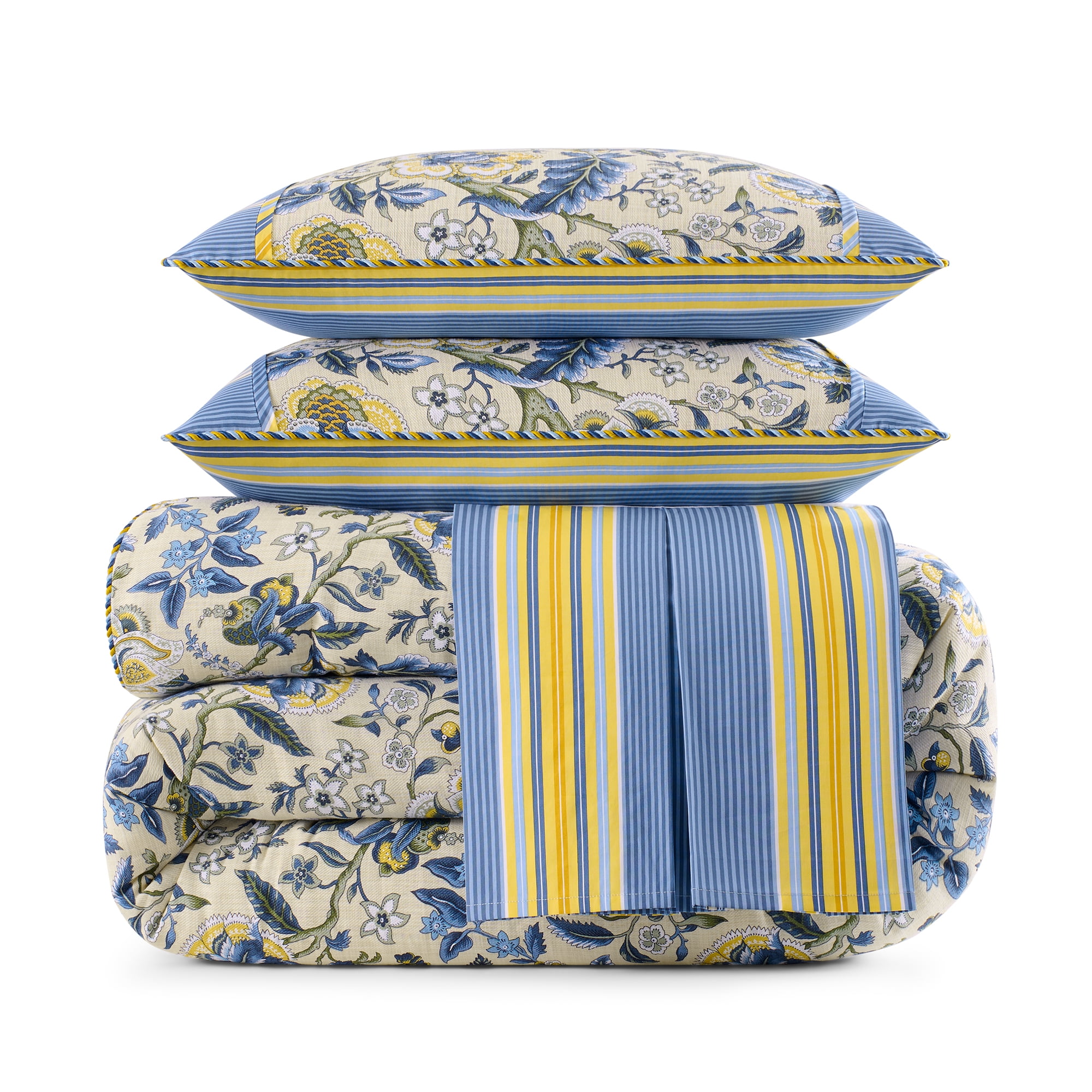 Waverly Imperial Dress 4-Piece 100% Cotton Comforter Set - Full/Queen Porcelain, with 2 Shams & 1 Bedskirt - Image 3
