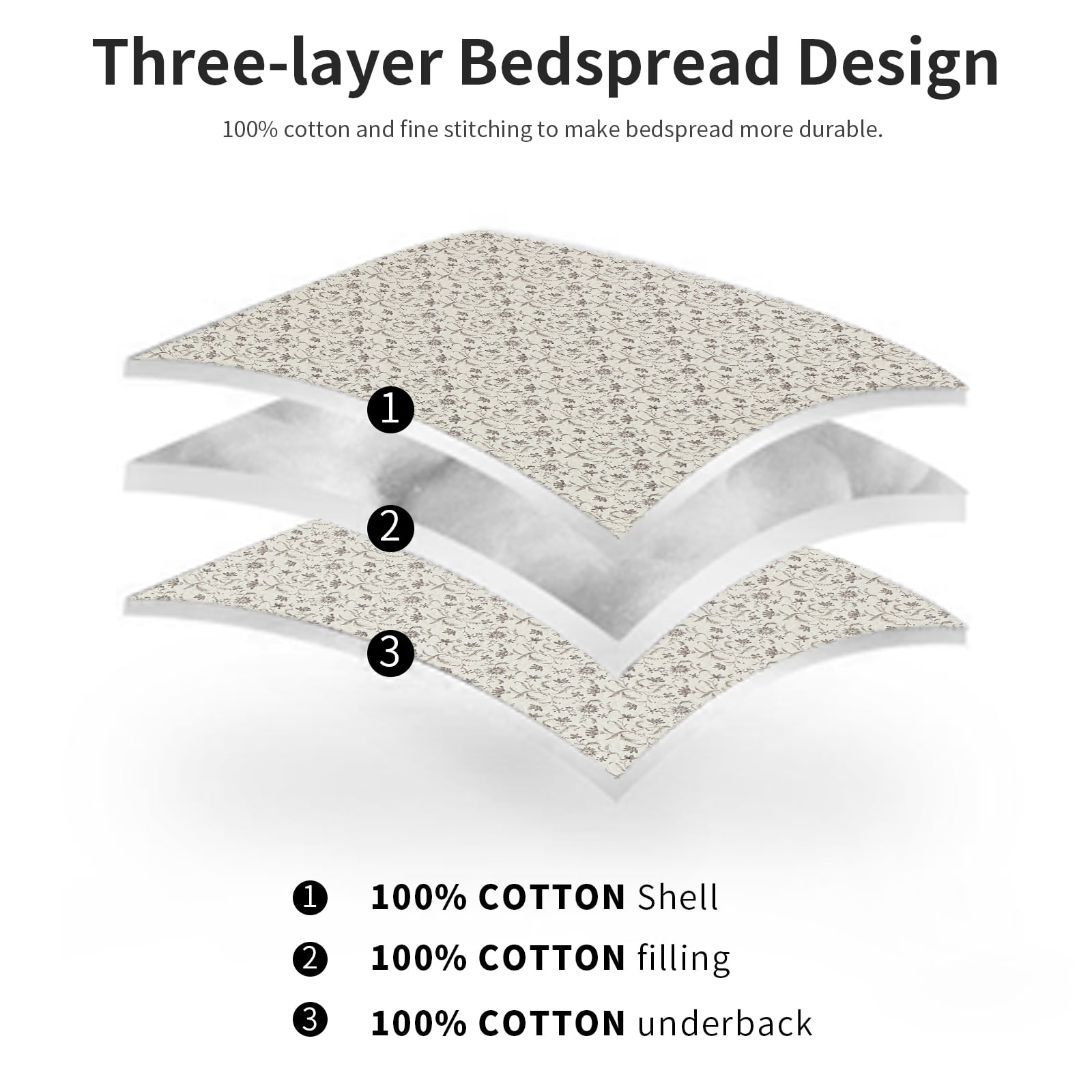DDUOXIN Floral Beige Queen Size Quilts - 100% Cotton Queen Size Bedspread Quilt Set, Flower Quilted Bedspreads for Queen Bed, Lightweight Reversible Bedding Set for All-season, Purple/Beige Brown - Image 7