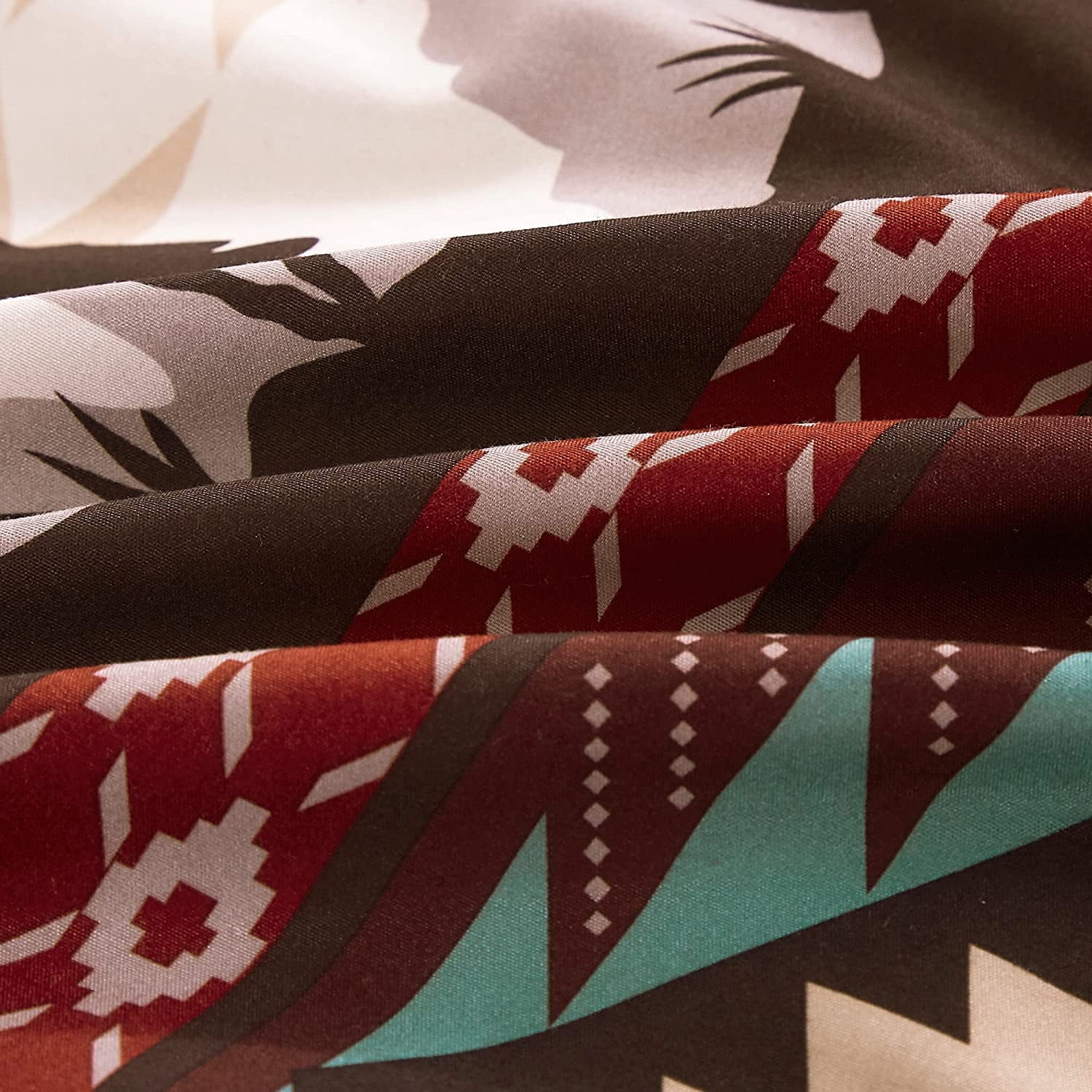 Chezmoi Collection Dune 7-Piece Southwestern Cowboys Comforter Set, Multicolor Teal Brown Beige Tan Red Printed Washed Microfiber Bedding, Oversized King - Image 5