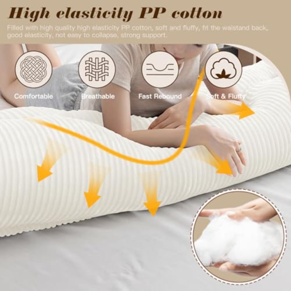 Large Triangular Headboard Wedge Bed Rest Reading Pillow Backrest Positioning Support Bolster Cushions with Removable Cover Light White Queen Size: 59x8x20 Inches - Image 5