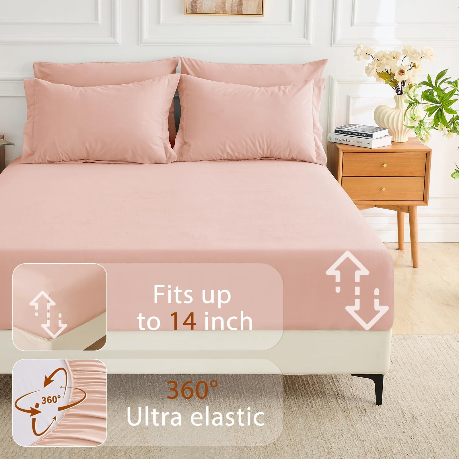 7 Pieces King Comforter Set Soft Bed In A Bag Size All Season Bedding With Flat Sheet Fitted Pillowcases & Shams Rose - Image 2