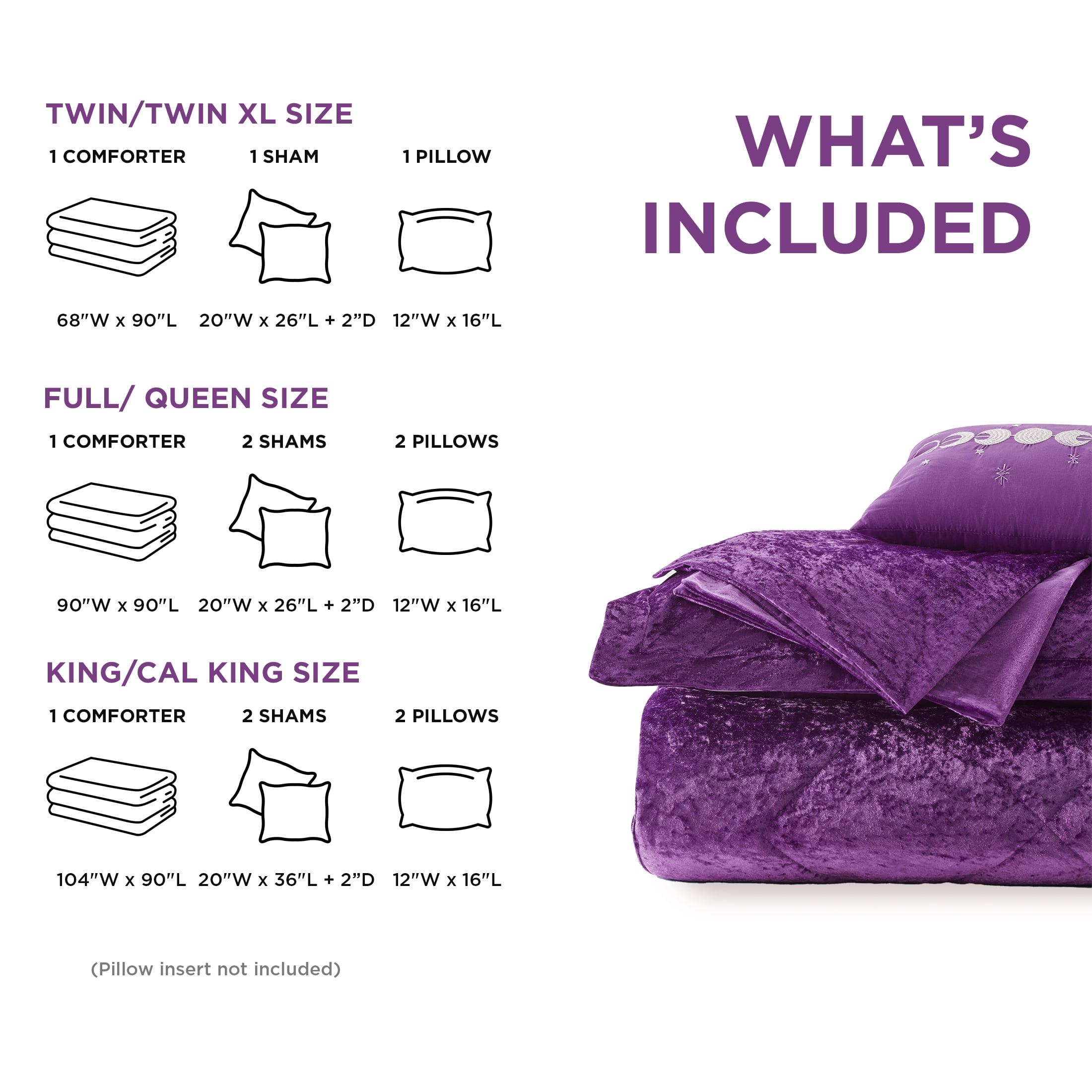 Regency Heights Full/Queen Size Comforter Sets, Velvet Bedding Comforter Set for All Seasons, Purple Bedding Set with Decor Pillow, 4-Piece - Image 3