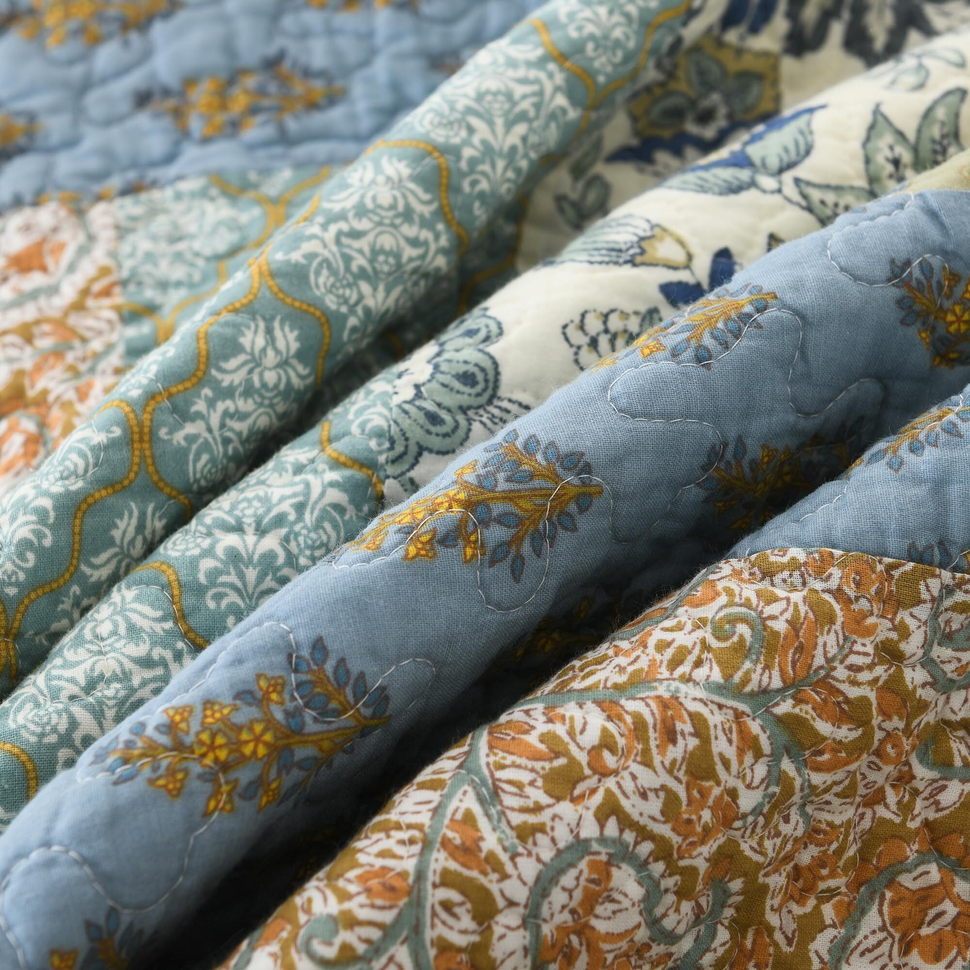 Nordmiex Patchwork Cotton Quilt Set Bohemian Floral Bedding Set, California King - Image 2