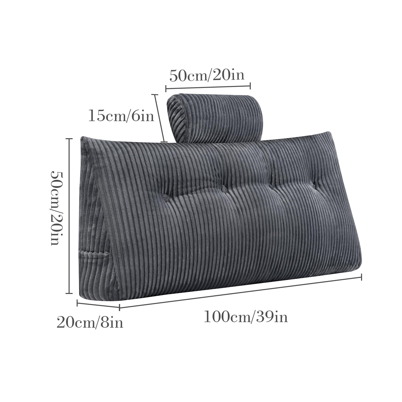 Eurhowing Twin Wedge Pillow for Bed, Triangular Headboard Pillow with 1 Roll Pillows, Reading Pillows Backrest Wedge Pillow (Gray, 40”x20”x8”) - Image 11