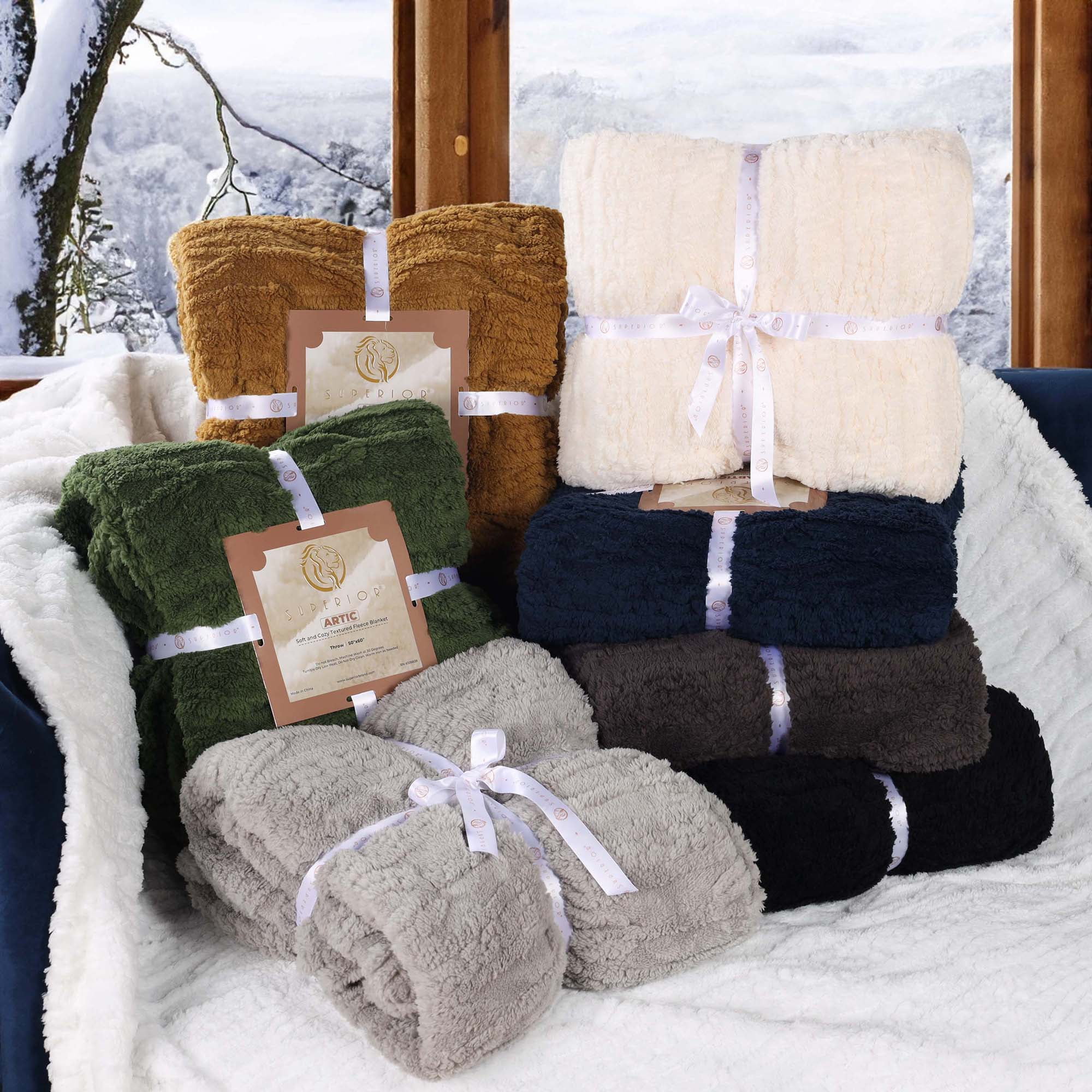 Superior Arctic Fleece Boho Knit Jacquard Blanket, Full/Queen, Sea Foam - Image 6