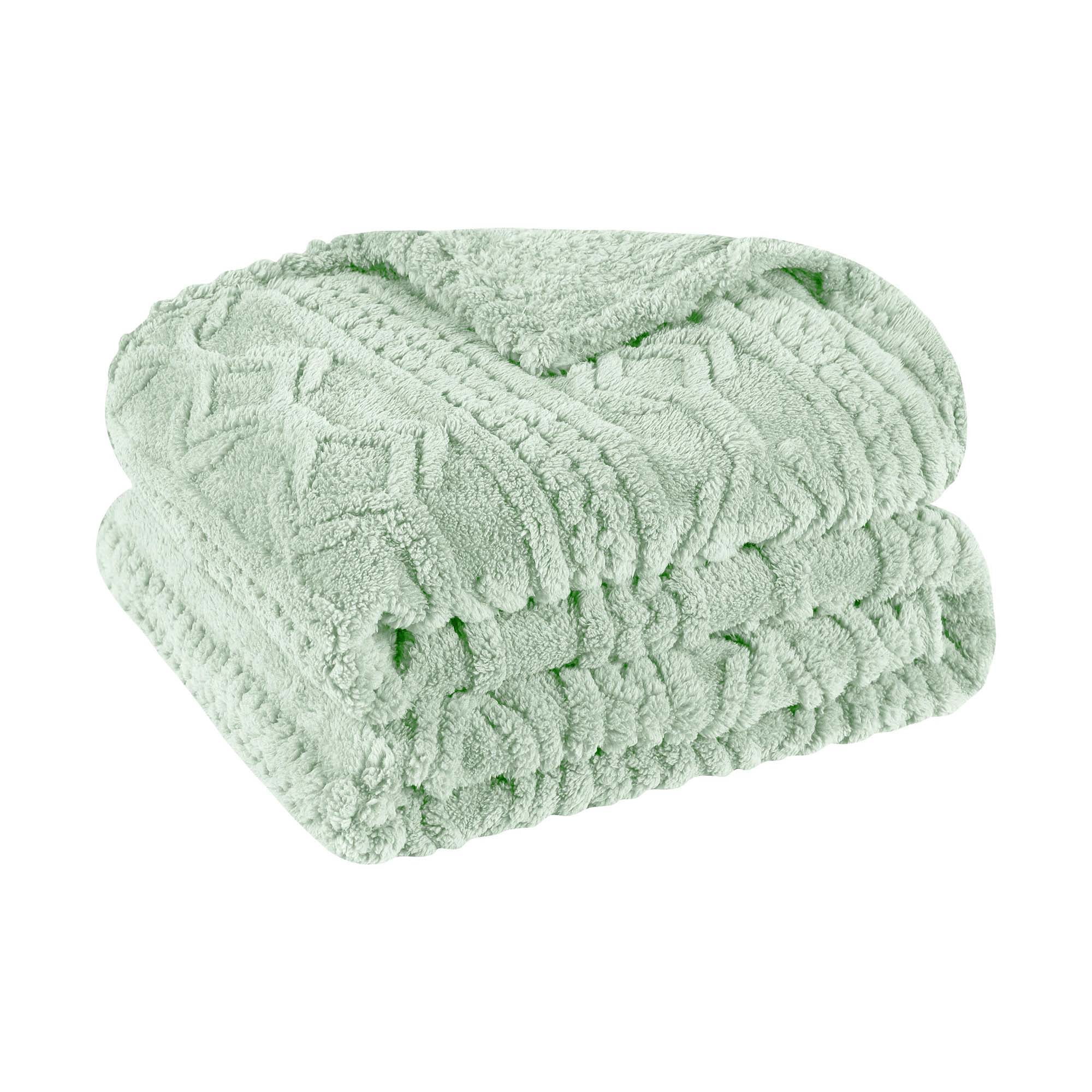 Superior Arctic Fleece Boho Knit Jacquard Blanket, Full/Queen, Sea Foam - Image 7