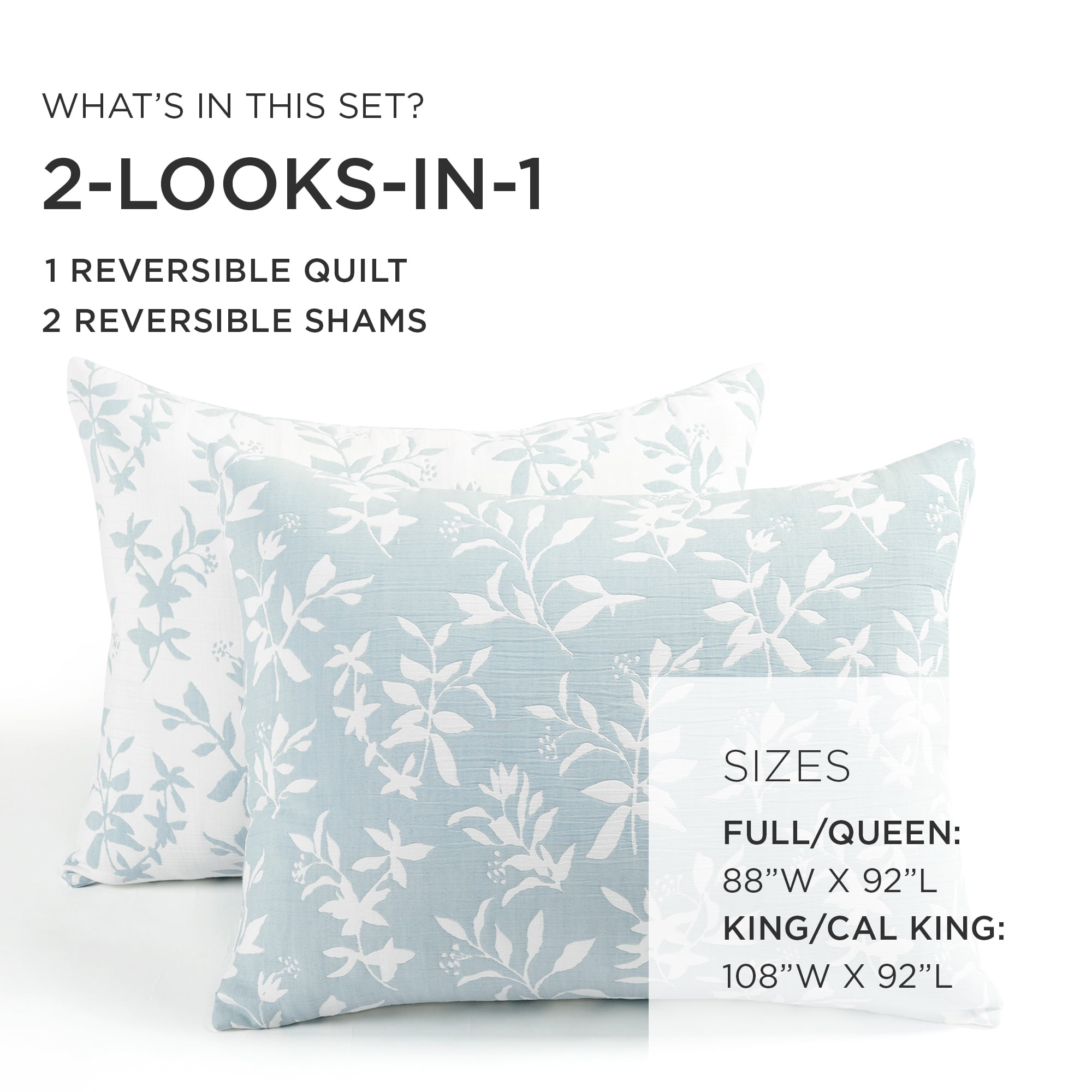 Lush Decor Floral Jacquard Reversible Soft Matelasse Quilt Set, 3 Piece Set, King/ California King, Blue - Floral Bedding Set - Spring Decor - King Bedding - Cottage & Modern Farmhouse Decor - Image 7