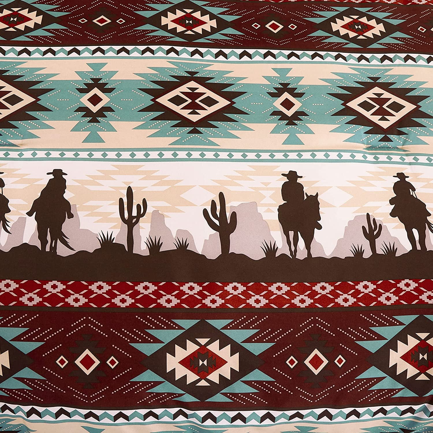 Chezmoi Collection Dune 7-Piece Southwestern Cowboys Comforter Set, Multicolor Teal Brown Beige Tan Red Printed Washed Microfiber Bedding, Oversized King - Image 2