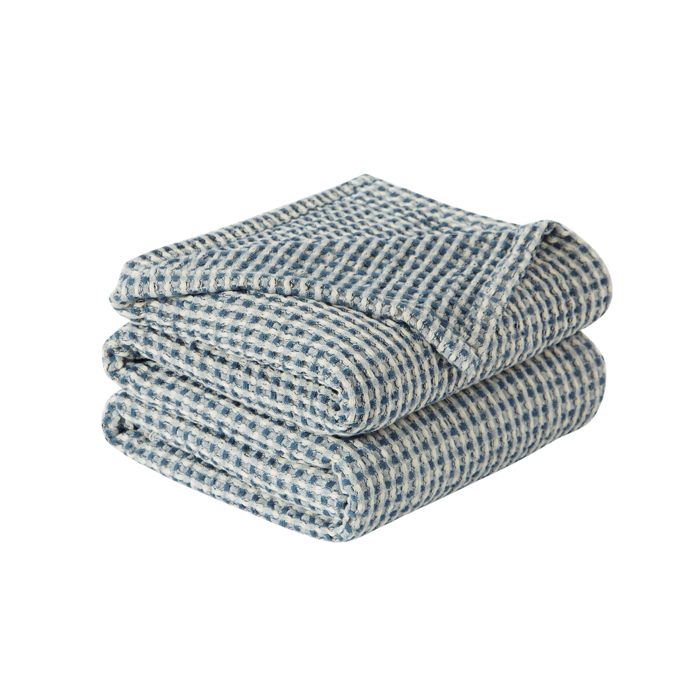 Southshore Fine Living, Inc. Blanket Queen Size or Full Size, Waffle Blanket, Blue and White Check - Image 4