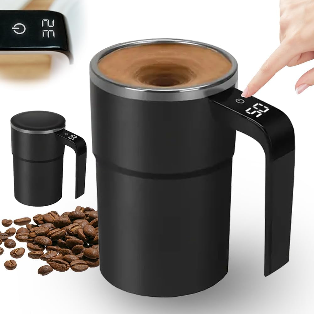 Automatic Magnetic Stirring Coffee Mug with Temperature Display | 2026 New Portable Electric Stirring Cup with Handle & Lid for Coffee, Milk Tea