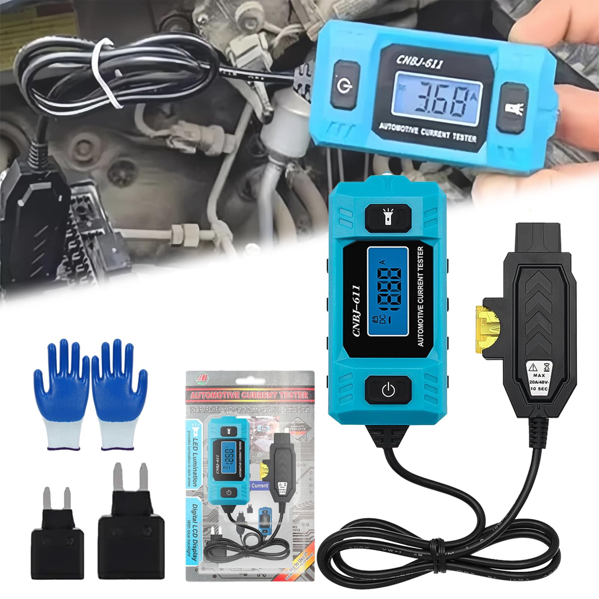 Automotive Circuit Fault Probe Tester, Circuit Breaker Finder and Relay Tester, 2026 Portable 20A 48V High-Precision Car Fuse Tester with LED Display & Light