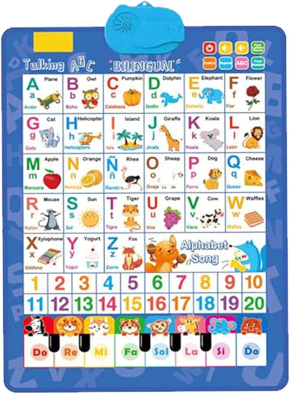 Bilingual Talking Wall Chart for Kids | English & Spanish Interactive Learning Poster with Sounds for Toddlers 3+