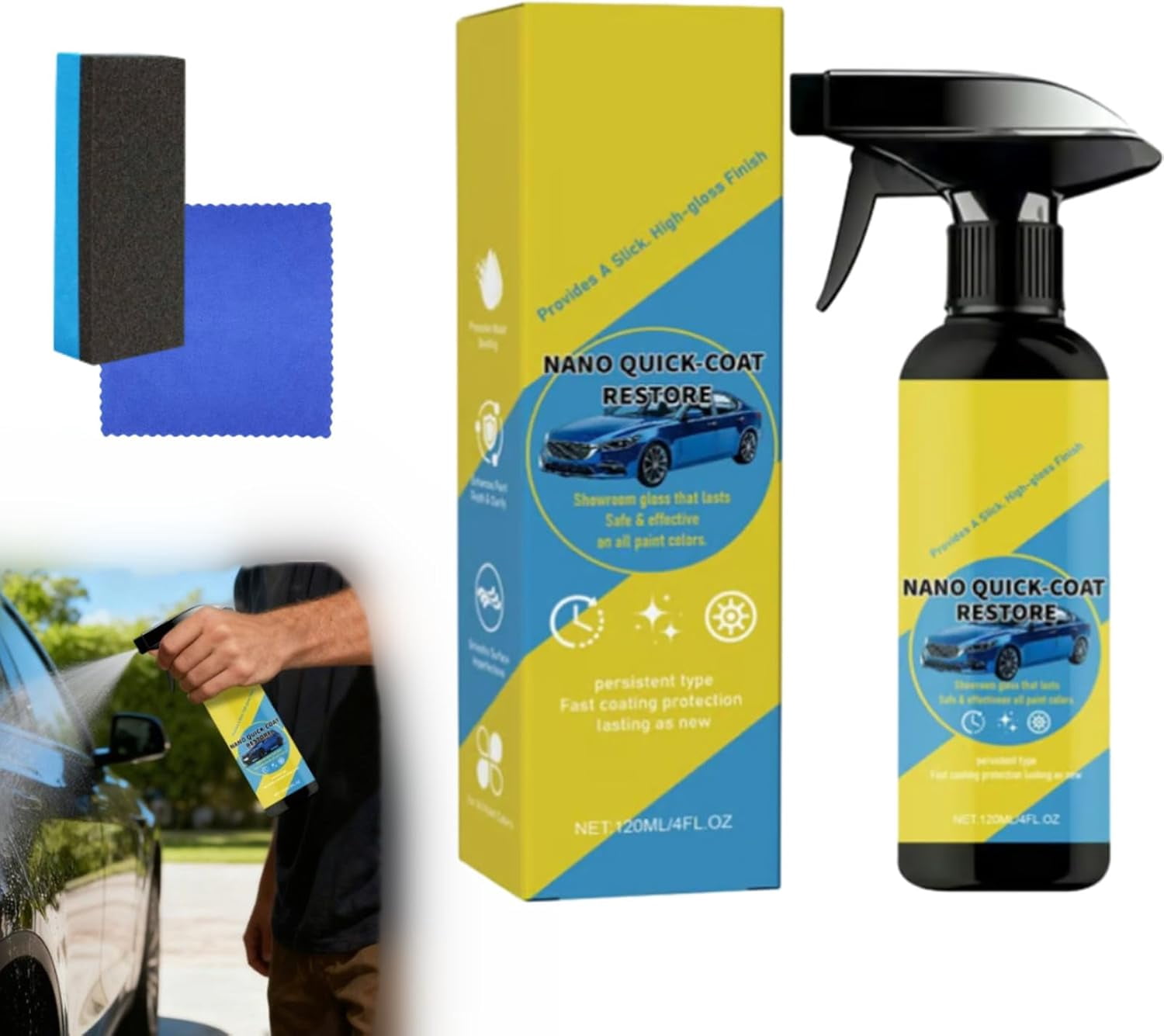 Car Nano Quick-Coat Restore Spray | Quick Effect Ceramic Coating Agent for Shine & Protection