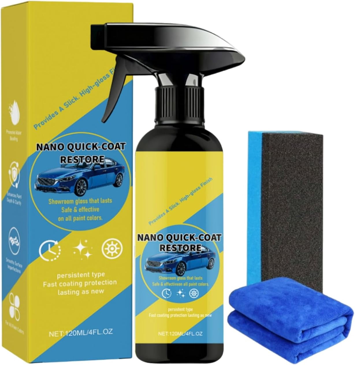 Car Nano Quick-Coat Restore Spray | 2026 Upgrade Quick Effect Coating for Shine & Protection