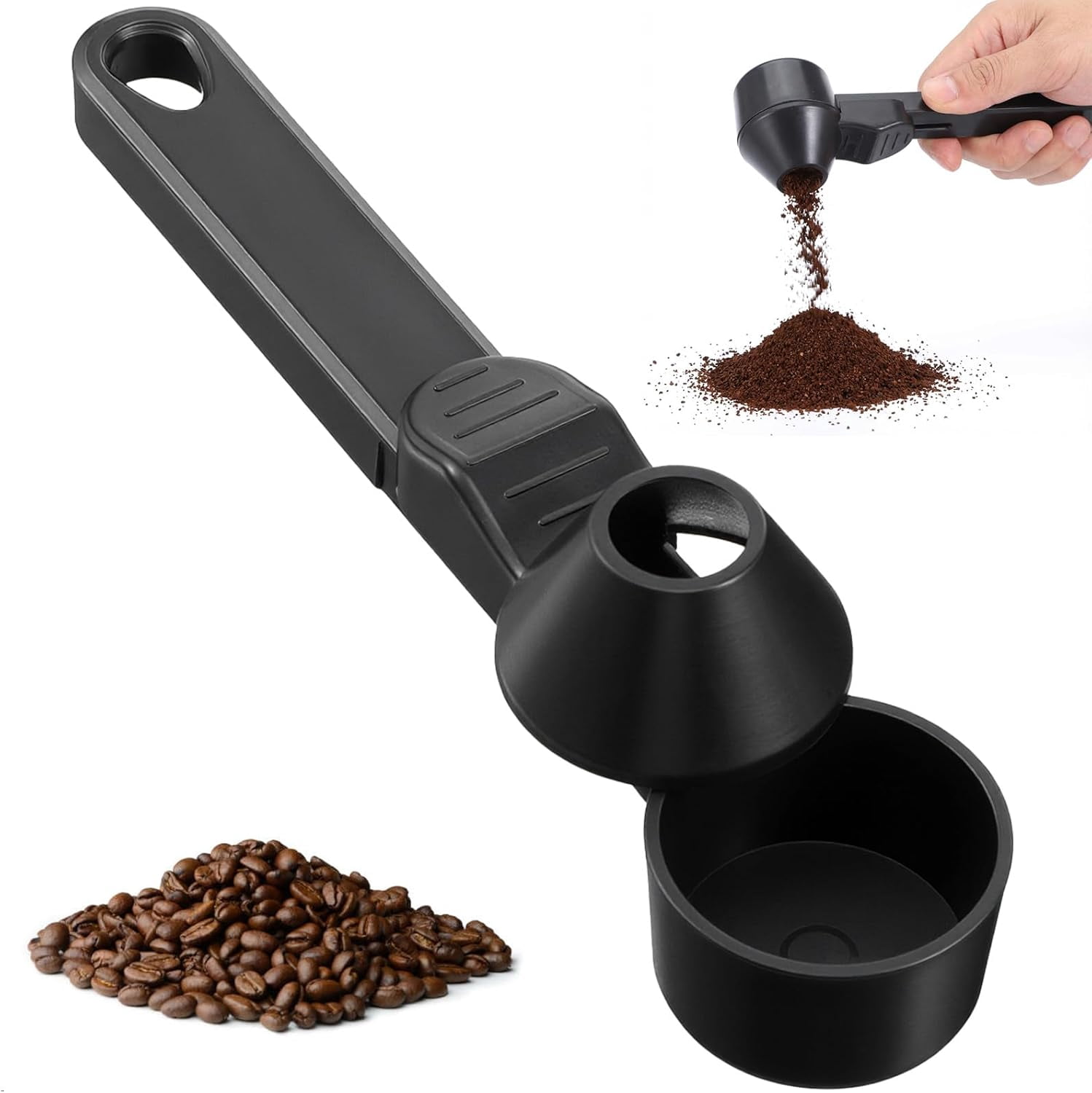 Coffee Scoop with Built-in Funnel | 2-in-1 Mess-Free Measuring Scoop for Ground Coffee, Protein Powder & Tea, Designed for Refillable K-Cups & Containers