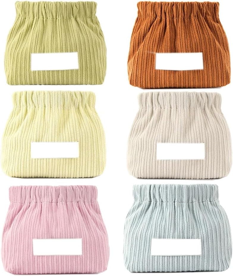Corduroy Elastic Hair Tie Organizer | Travel Makeup Pouches Multicolor Storage Bag, Portable Cosmetic & Mini Jewelry Container for Women