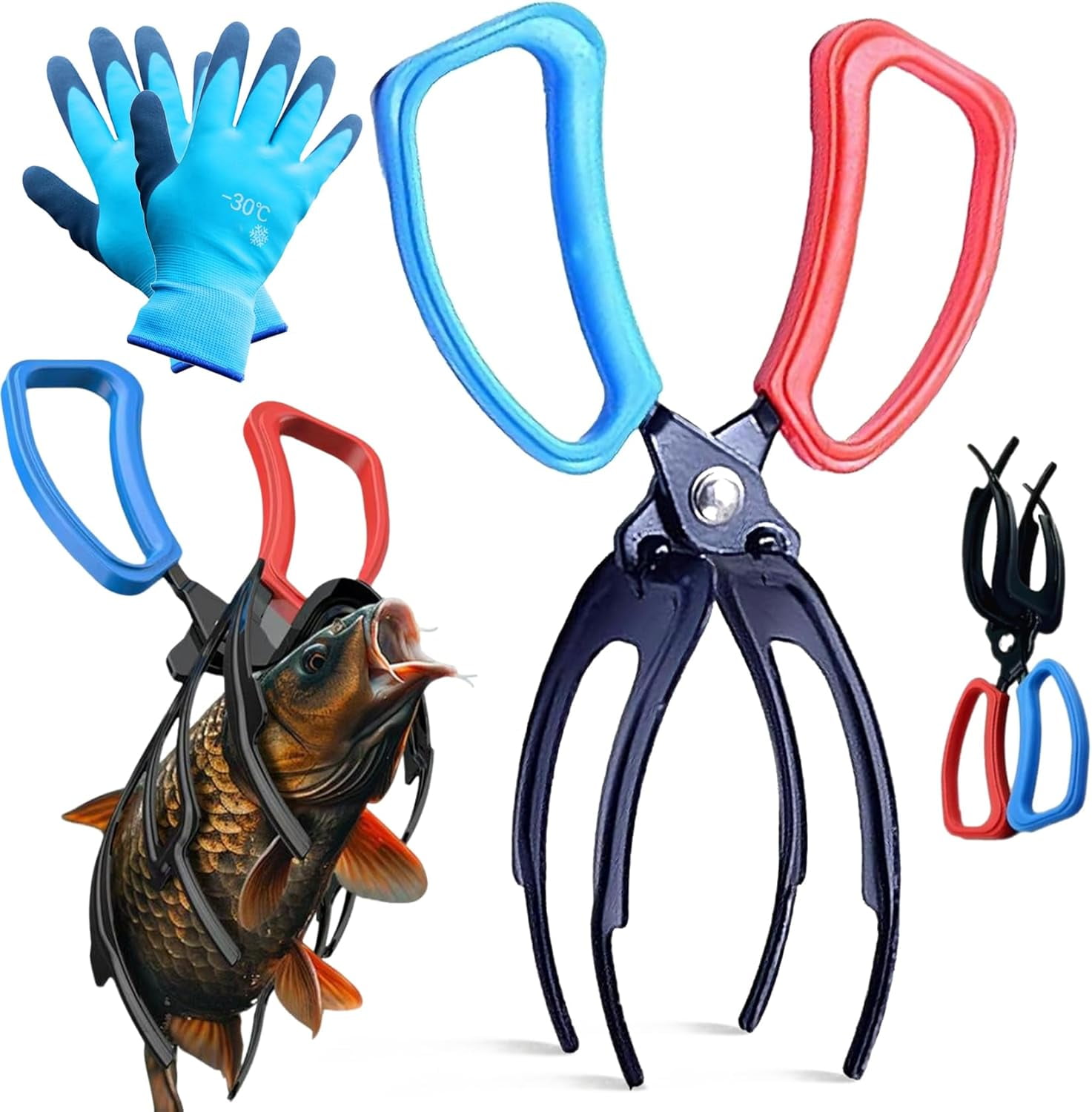 Double-Toothed Three-Toothed Fish-Controlling Pliers, 7.9in/20cm 2026 New Metal Anti-Slip Fish Gripper Tool, Multi-Functional Fishing Pliers for Anglers