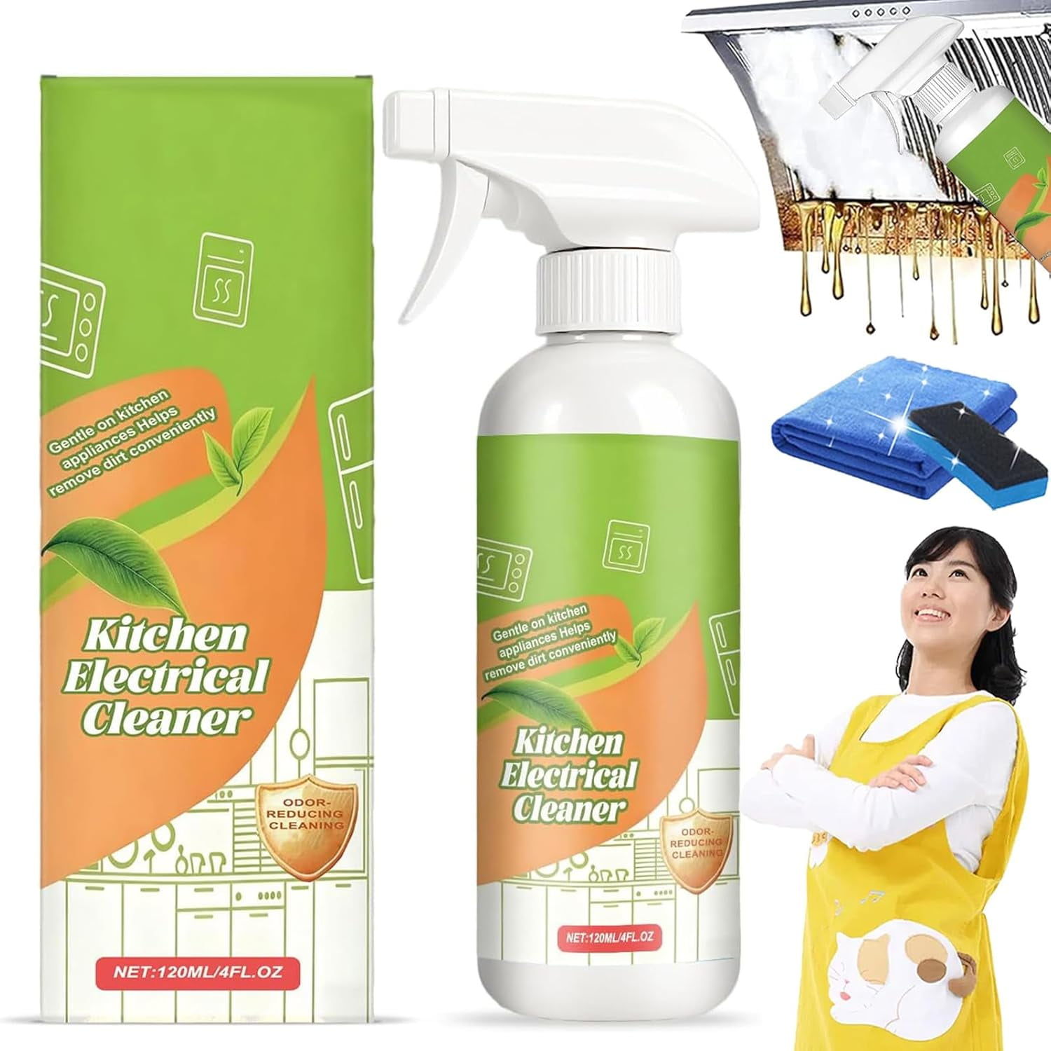 Electrolyzed Ion Kitchen Cleaner Spray | Multi-purpose All Purpose Cleaner for Range Hood, Oven, Stove & Appliances, Easy Cleaning Household Spray