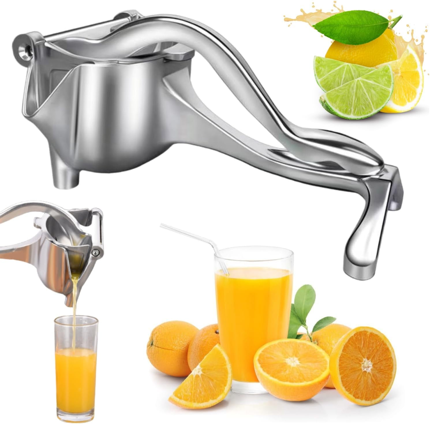 Fruit Juice Squeezer | Manual Juicer Hand Press, Aluminum Alloy Citrus Press for Orange, Lemon, Lime, Pomegranate