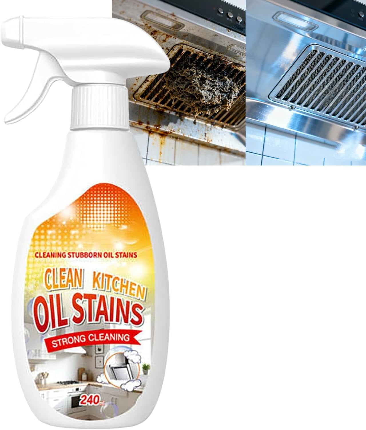 Heavy-Duty Kitchen Degreaser Foam Cleaner, Heavy Oil Cleaner Stain Remover, Multipurpose Spray to Clean Up Kitchen Oil Stains on Range Hoods