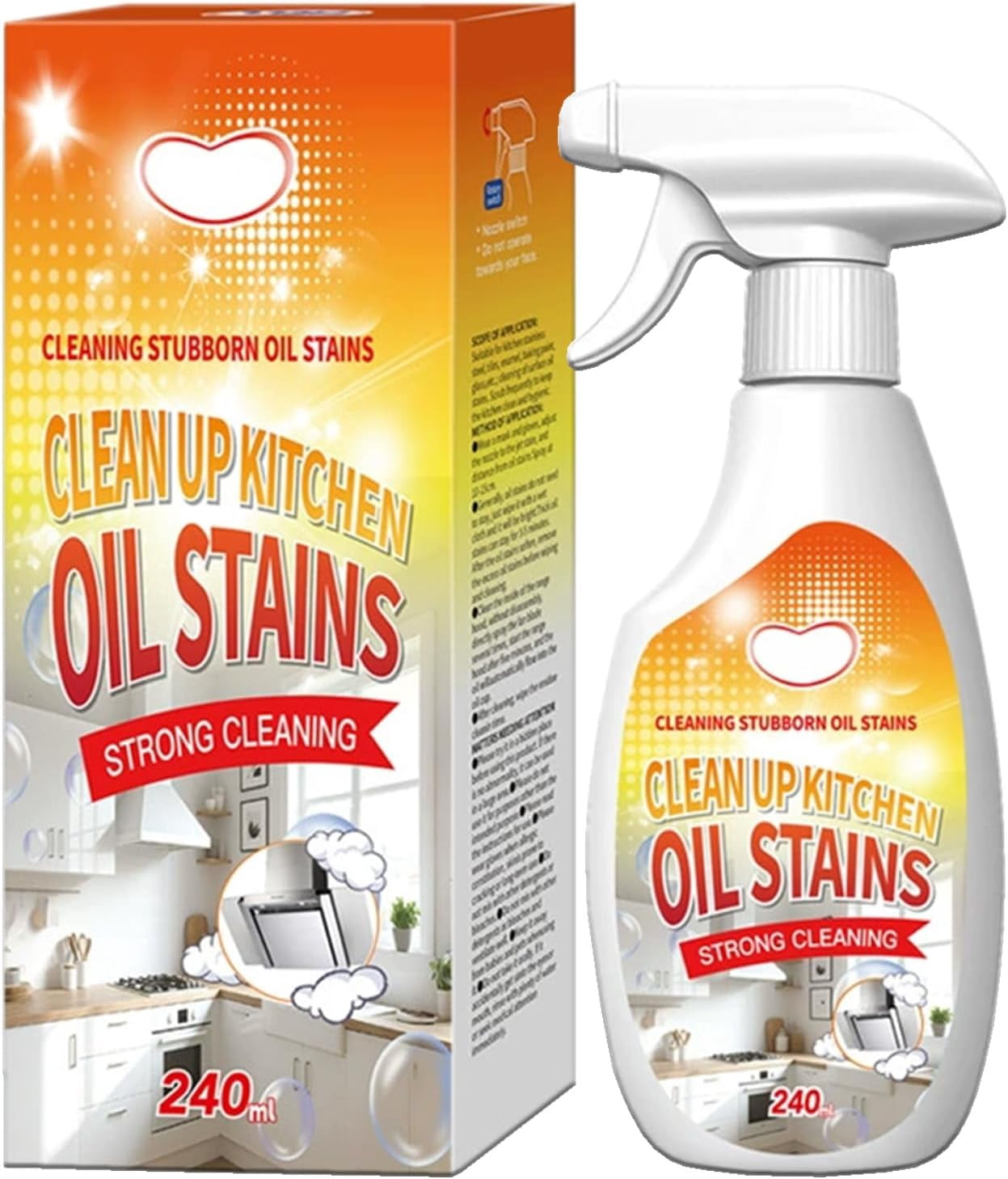 Heavy-Duty Kitchen Degreaser Foam Cleaner, Heavy Oil Stain Cleaner Kitchen Spray, Powerful Formula to Clean Up Kitchen Oil Stains for Stove Oven