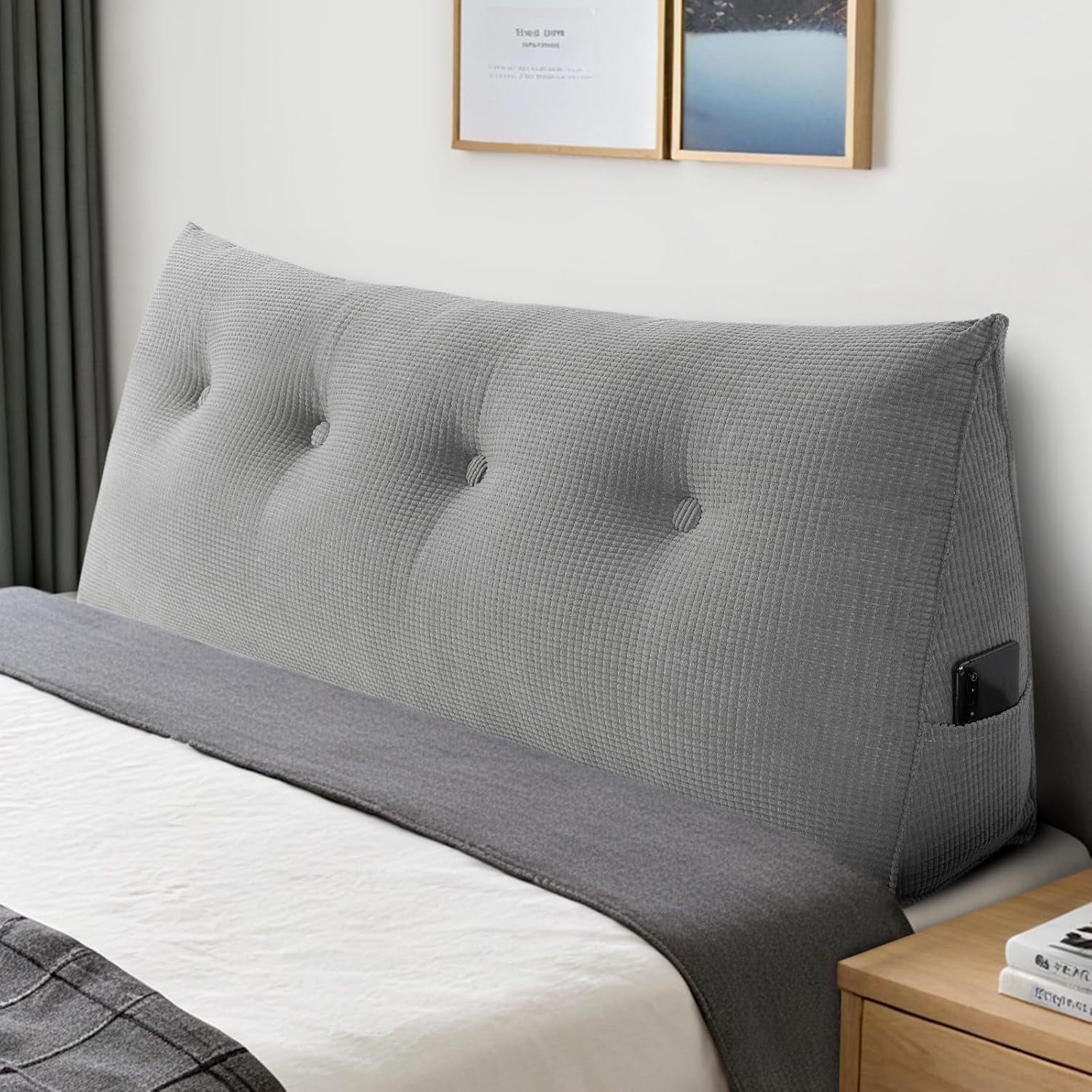 Headboard Pillow Full, Backrest Triangular Wedge Pillow Headboard Full, Large Cushion Head Board Wedge Pillows for Sitting in Bed