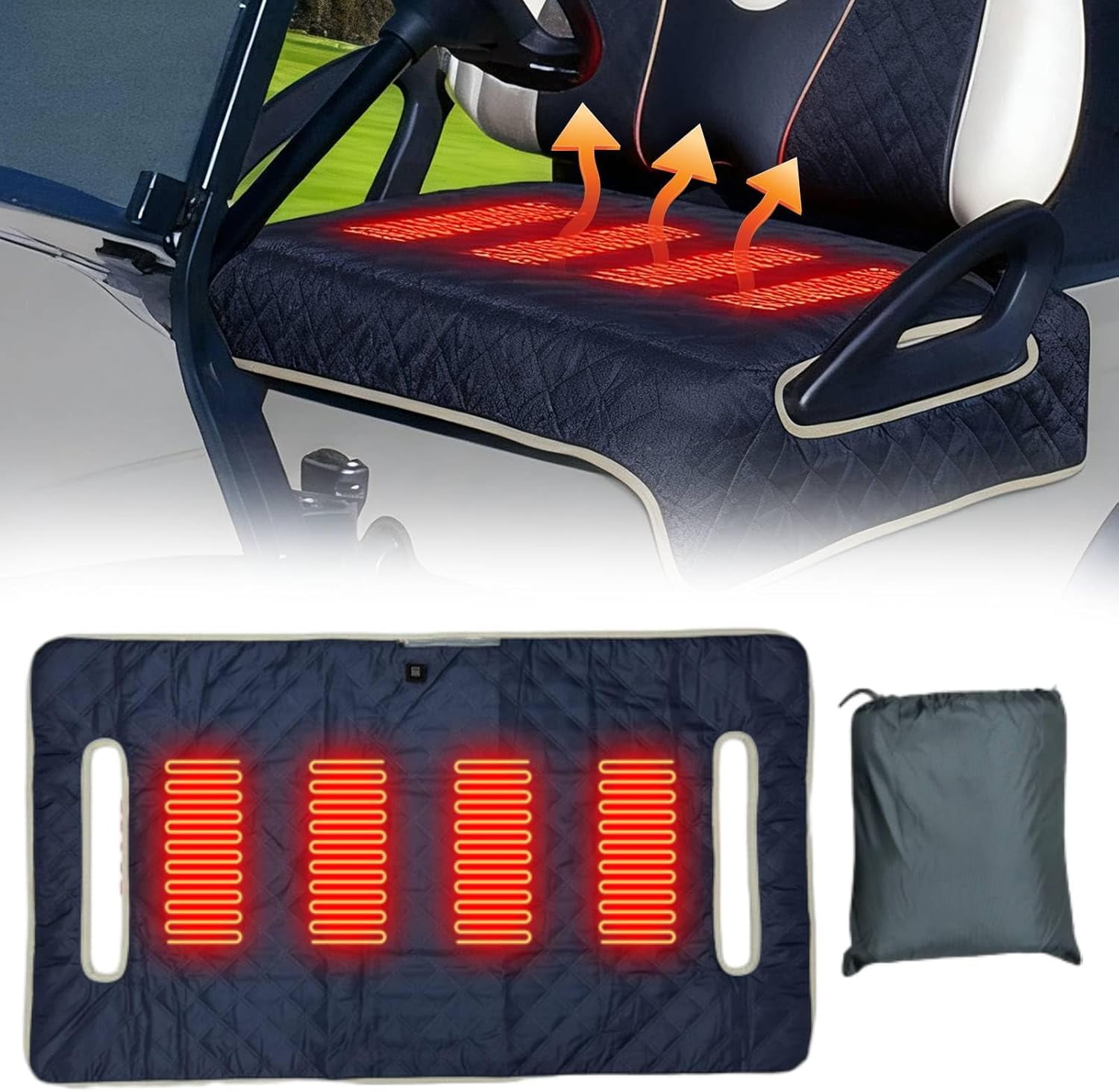 Heated Golf Cart Seat Cover, Winter Waterproof Heated Seat Cushion & Warmer Blanket, Golf Cart Accessories Gift for Men & Women