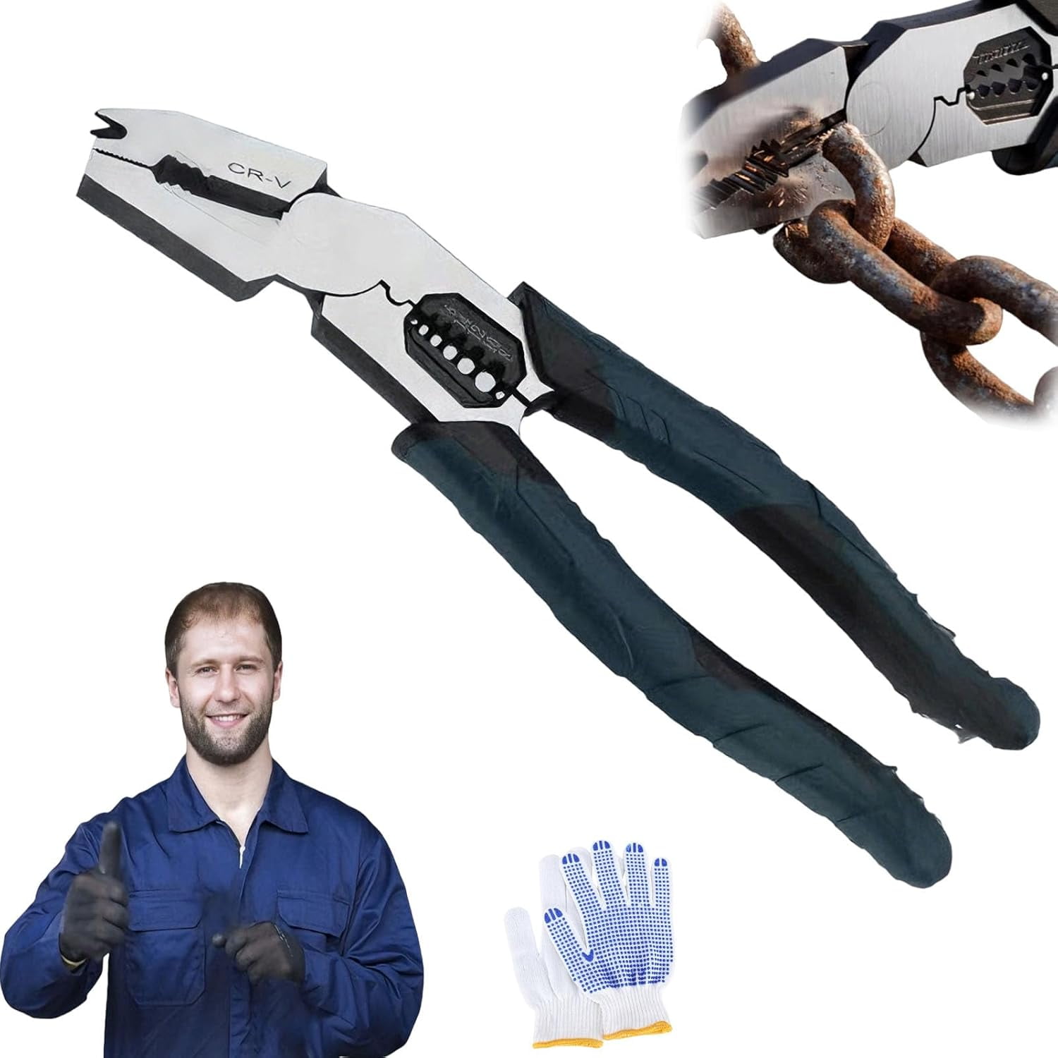 Industrial-Grade Multi-Function Cutting Pliers | 9-in-1 Multi-Functional Pliers with Nail Puller, Wire Cutter, Stripper & Crimper for DIY & Home Use