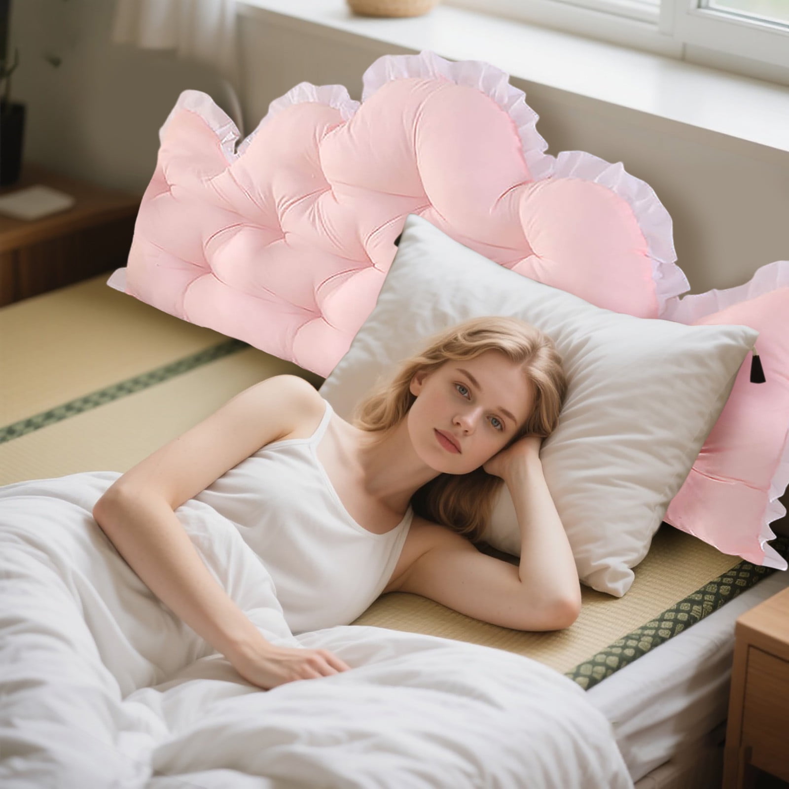 Lolynie Ergonomic Tilting Back Cushion | Double Bed Headboard Support Pillow | Bedroom Relaxation | Comfort Rest