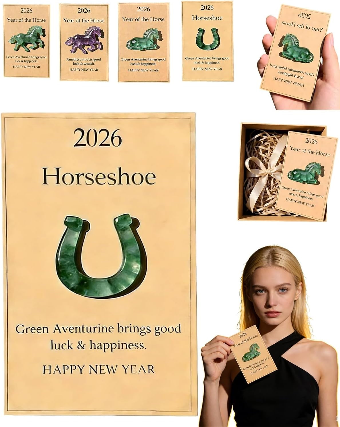 Lucky Crystal Horse | 2026 Year of the Horse Gift, Green Aventurine Figurine for Strength & New Beginnings, for Home Office Desk