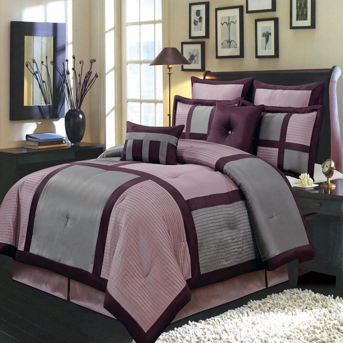 Morgan Purple 8-PC Bedding Set, Includes Comforter, Bed Skirt, Shams and Pillows - California King