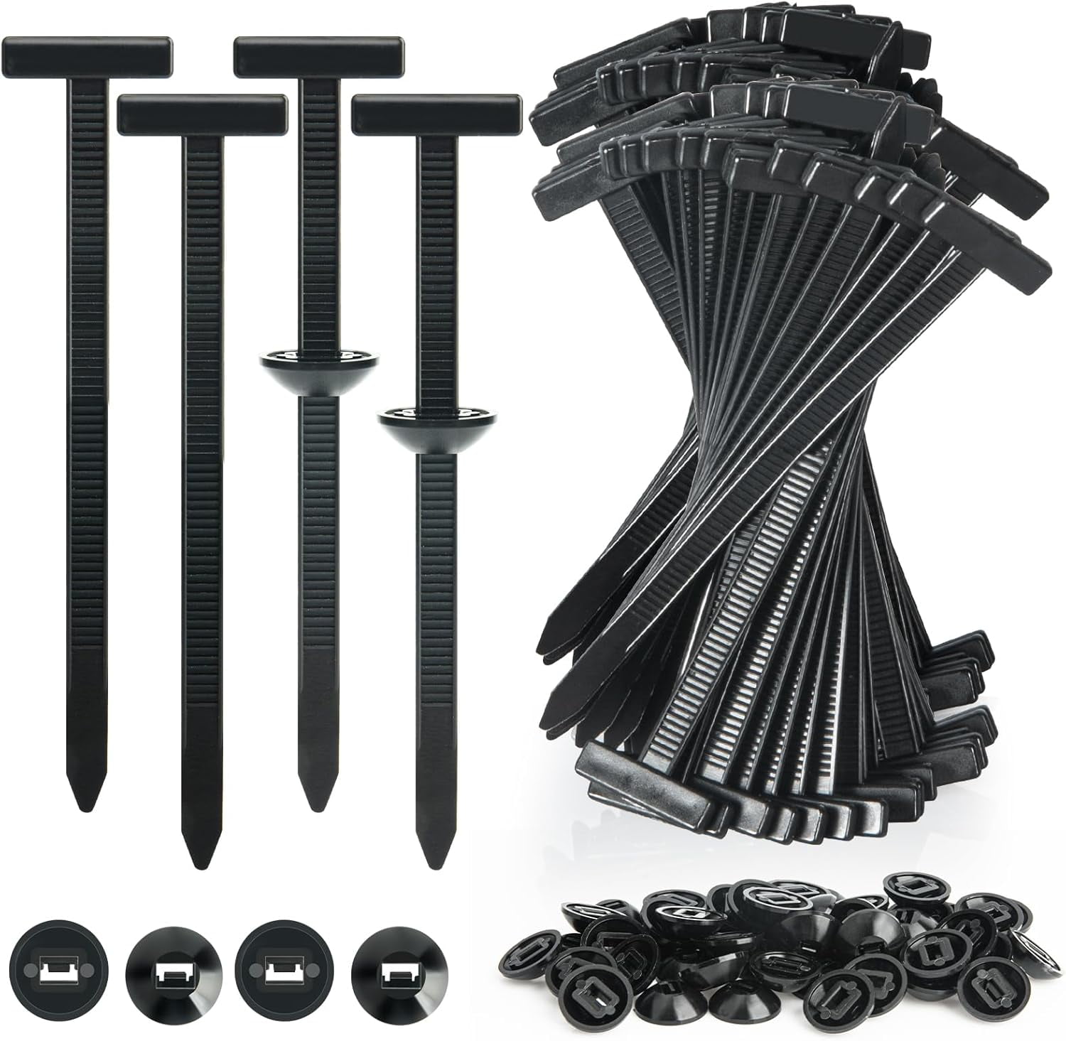 Nylon Universal Cable Tie Buckle | Self-Locking Retainer Fasteners & Zip Ties for Bumper, Fender, License Plate & Plastic Panels