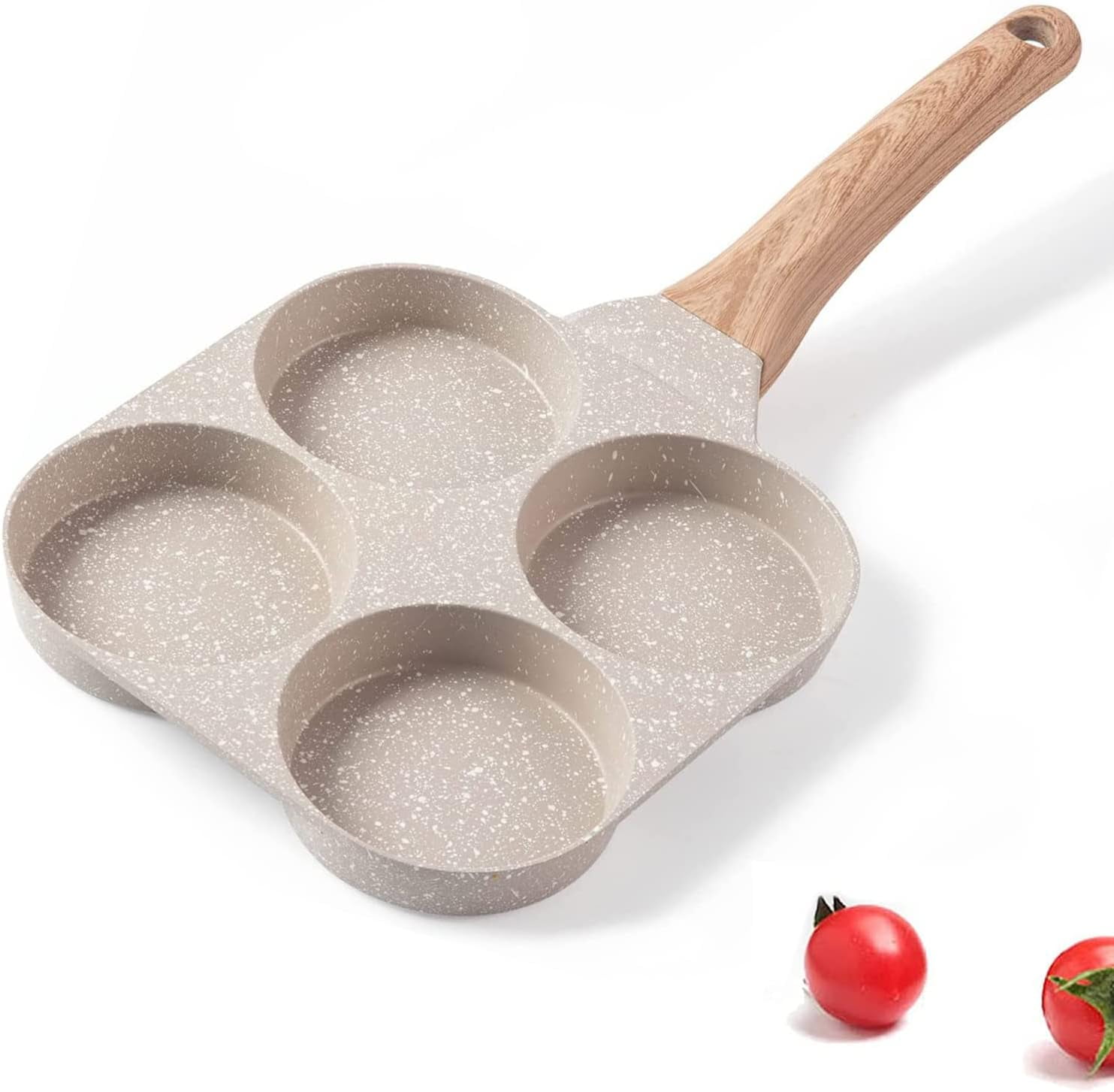 Non-stick Egg Frying Pan, 4-Cup Granite Breakfast Skillet for Eggs Pancakes, Compatible with Gas & Induction Cooktops