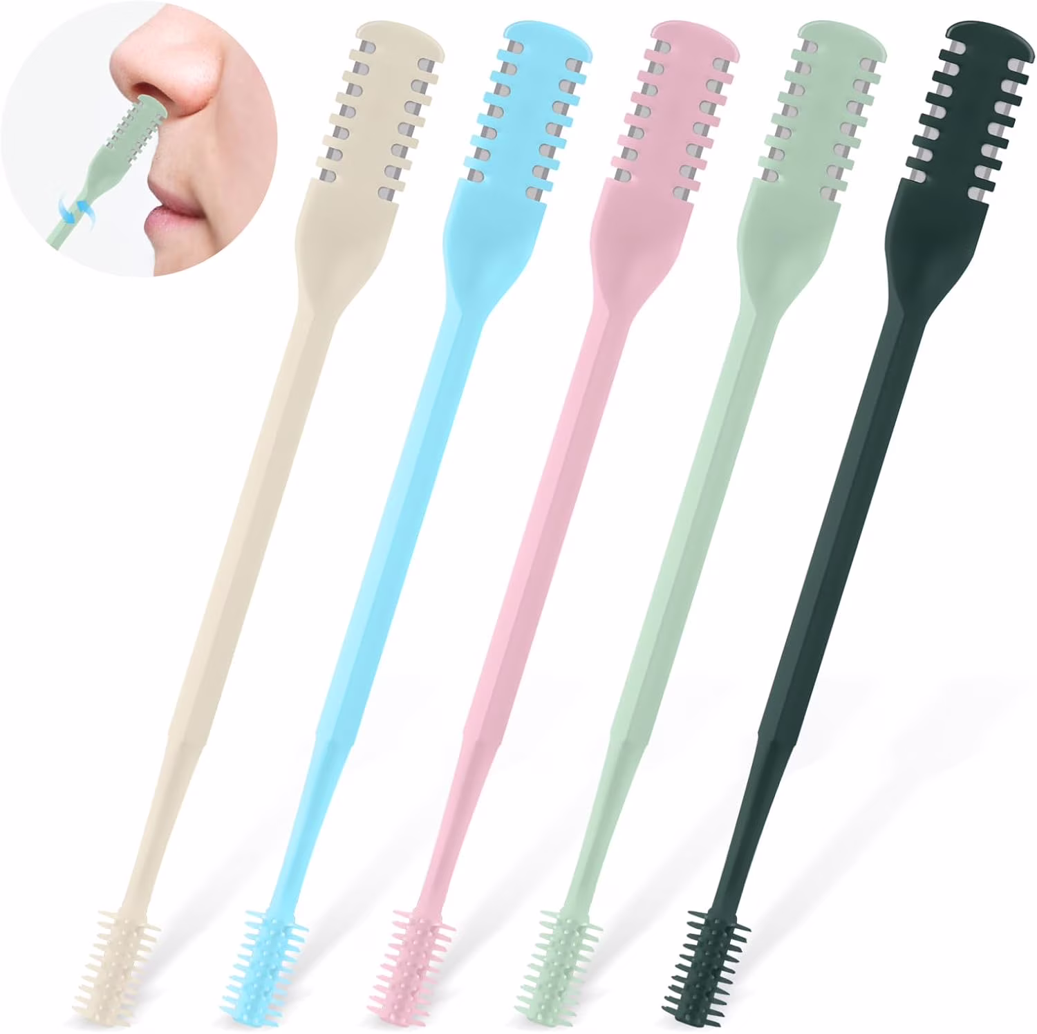 Nose Hair Trimmer for Women | 2-in-1 Double Sided 360° Rotating Manual Nasal Hair Cutter, Painless Nostril Hair Remover for Women & Men, Portable Travel Essentials