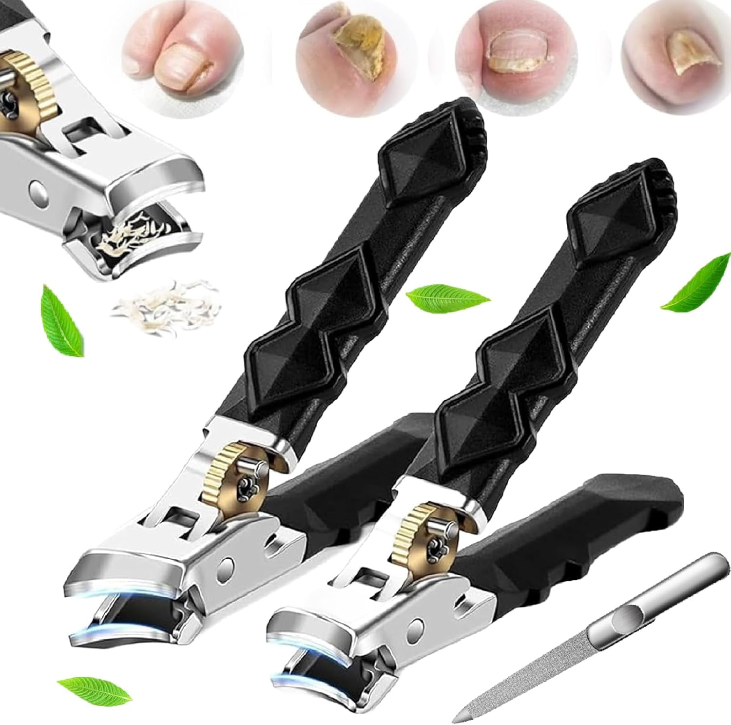 Professional Ingrown Toenail Clippers for Thick Nails, Heavy Duty Eagle Beak Trimmer with Anti-Slip Grip, Black Gear Lock Pedicure Tool