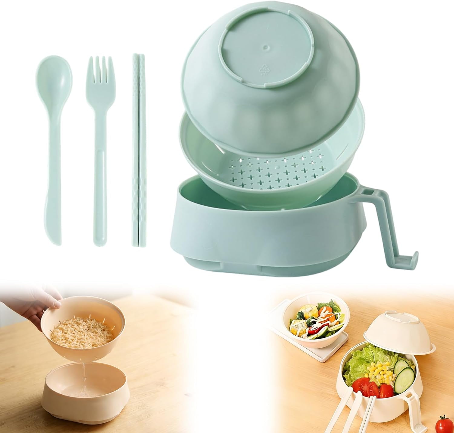 Ramen Cooker Ramen Bowl Set with Chopsticks, 2026 Upgraded Microwave Safe Pasta Cooker Noodle Bowl with Lid for Apartment, College Dorm, Home & Office