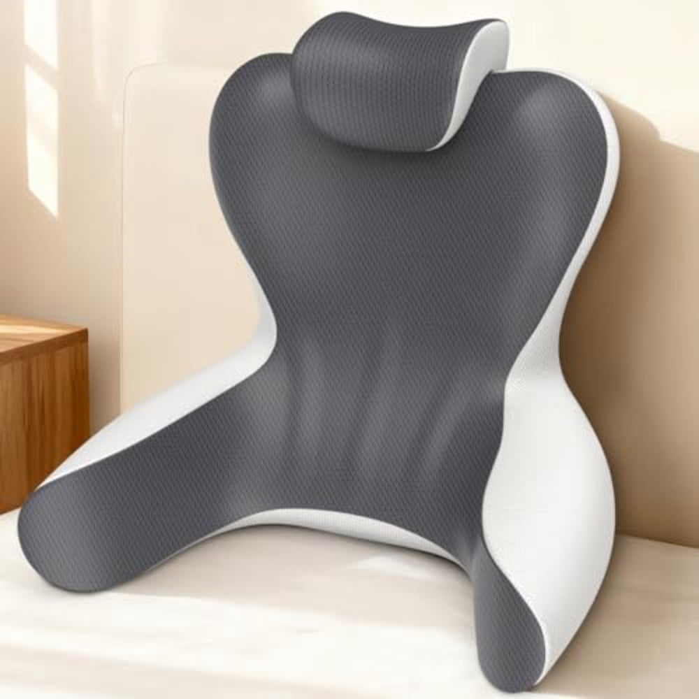 Reading Pillow for Sitting in Bed 22H Back Pillow for Sitting Up Lumbar Rest Neck Support Bed Pillows Backrest Bed Chair with Arms for Reclining Gaming Resting Watching TV in Couch or Floor