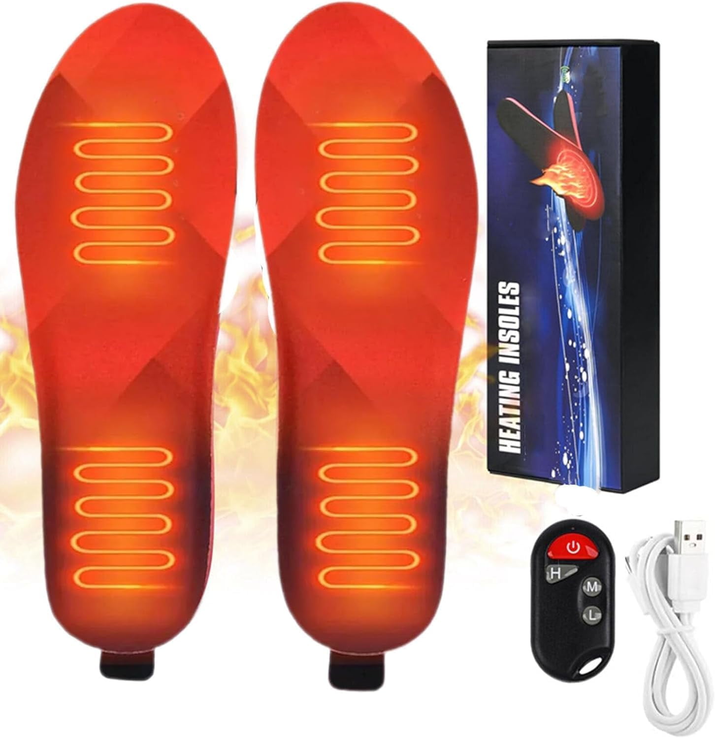 Rechargeable Heated Insoles with Wireless Remote | 3 Temperature Settings for Full-Foot Warming, Ideal for Hunting, Skiing & Outdoor Winter Sports