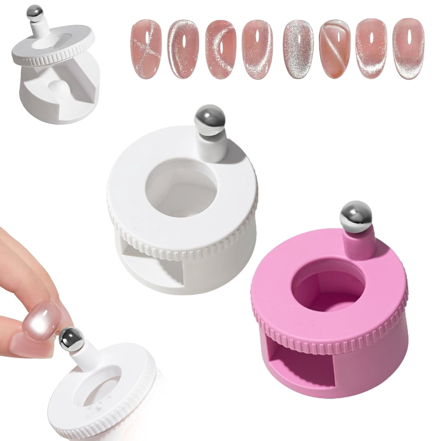 Rotating Cat Eye Magnet, DIY Gel Art Tool, Glass Bead Nail Magnet for Wide Effect, 360 Degree Rotating Magnet for Nails Manicure