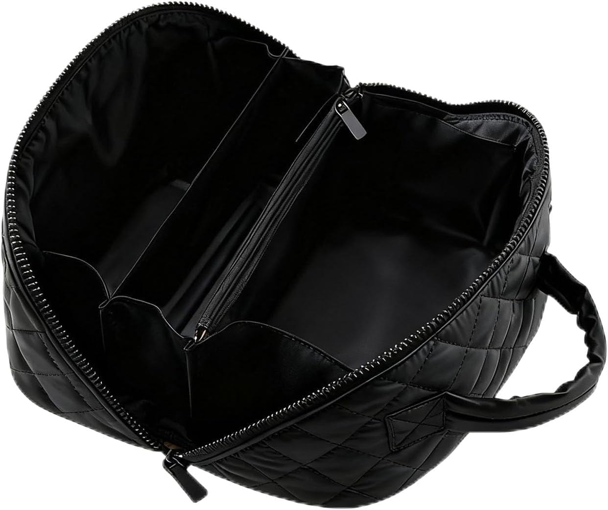 Travel Makeup Bag, 180° Open Lay-Flat Cosmetic Case with Large Capacity Compartments, Lightweight Soft Fashion Makeup Organizer for Bottles & Brushes