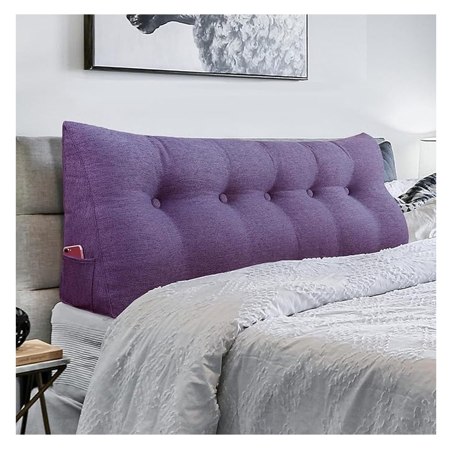 Triangular Headboard Wedge Pillow Daybed Pillows Bed Headboard Pillow Wedge Bed Rest Reading Pillow Filler Triangle Back Cushion Lumbar Positioning Upholstered Linen Queen
