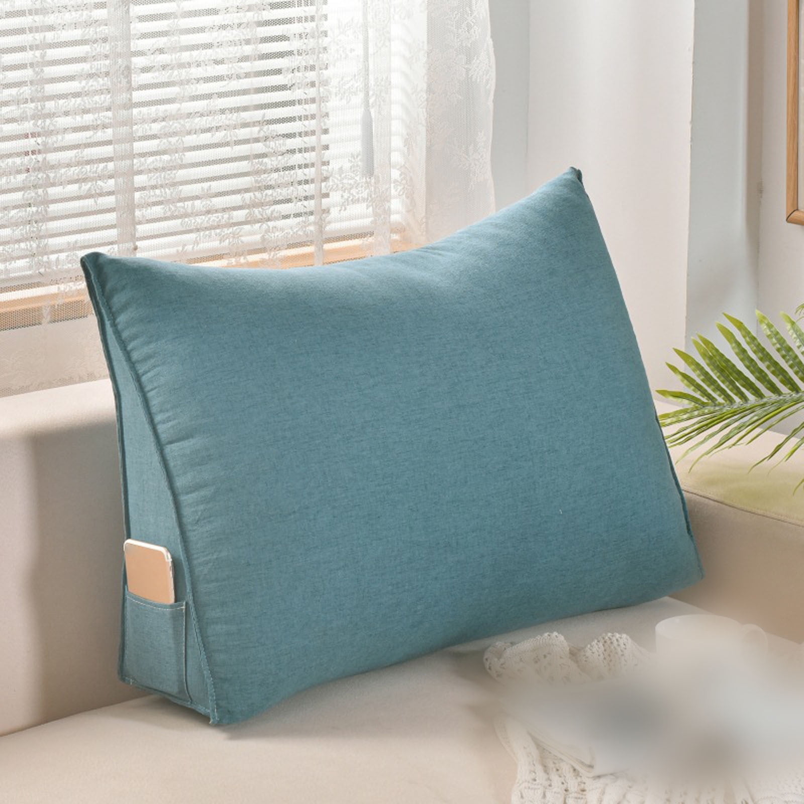 Triangular Headboard Pillow Wedge Bolster Cushion for Sitting Up in Bed Reading Support Small Backrest Pillow for Adult Use on Couch Daybed and Dorm Rooms, 20 * 28 * 7.8in