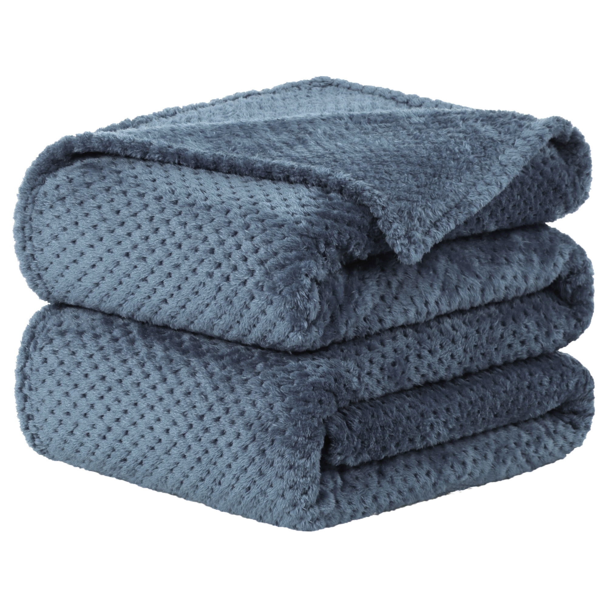 Unique Bargains Soft Flannel Fleece Velvet Blanket Navy Blue 70" x 78"