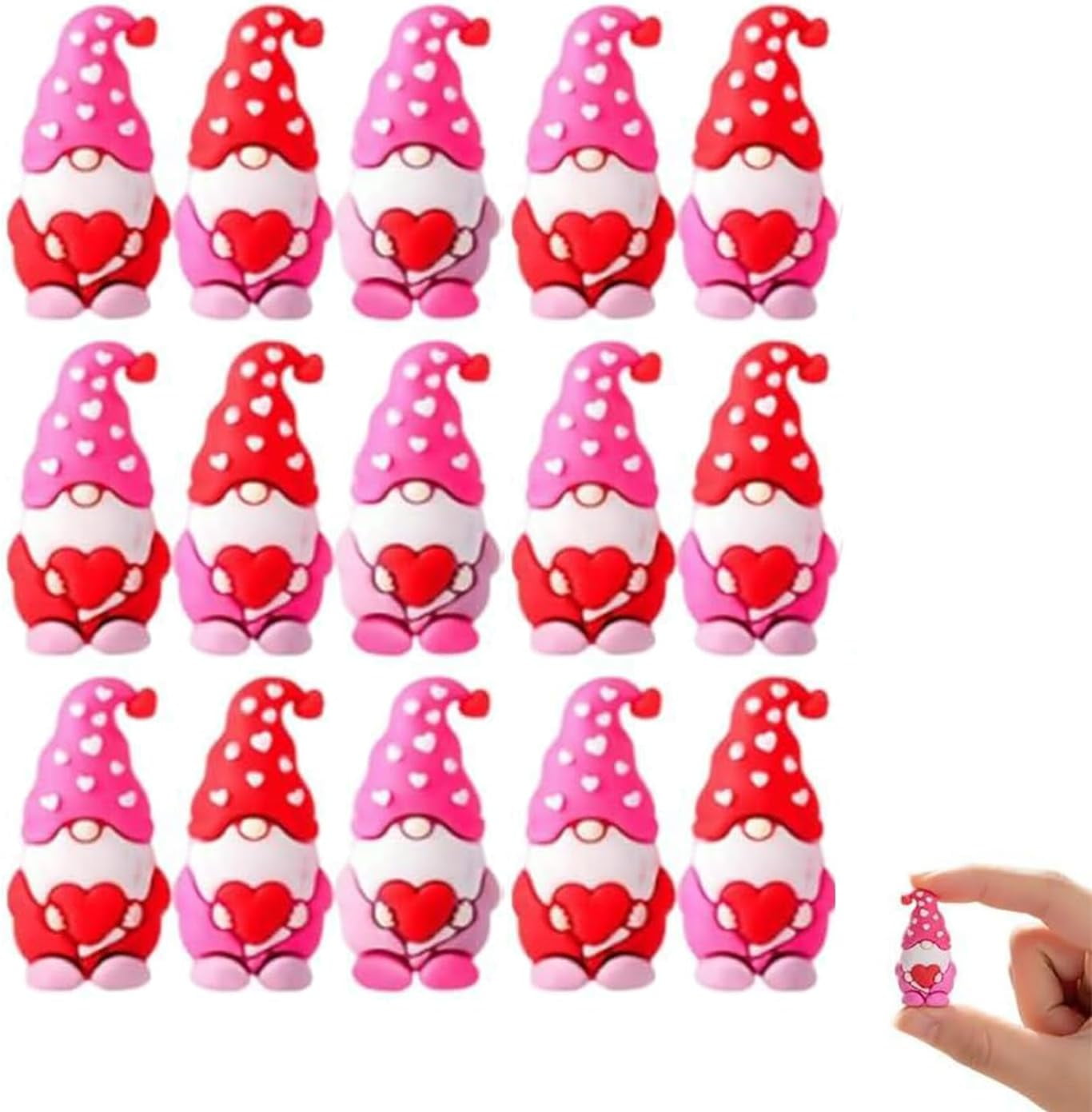 Valentine‘s Day Mini Gnomes Figures | Heart Gnomes Tiny Figurines for Gifts, Valentine’s Party & Home Decor