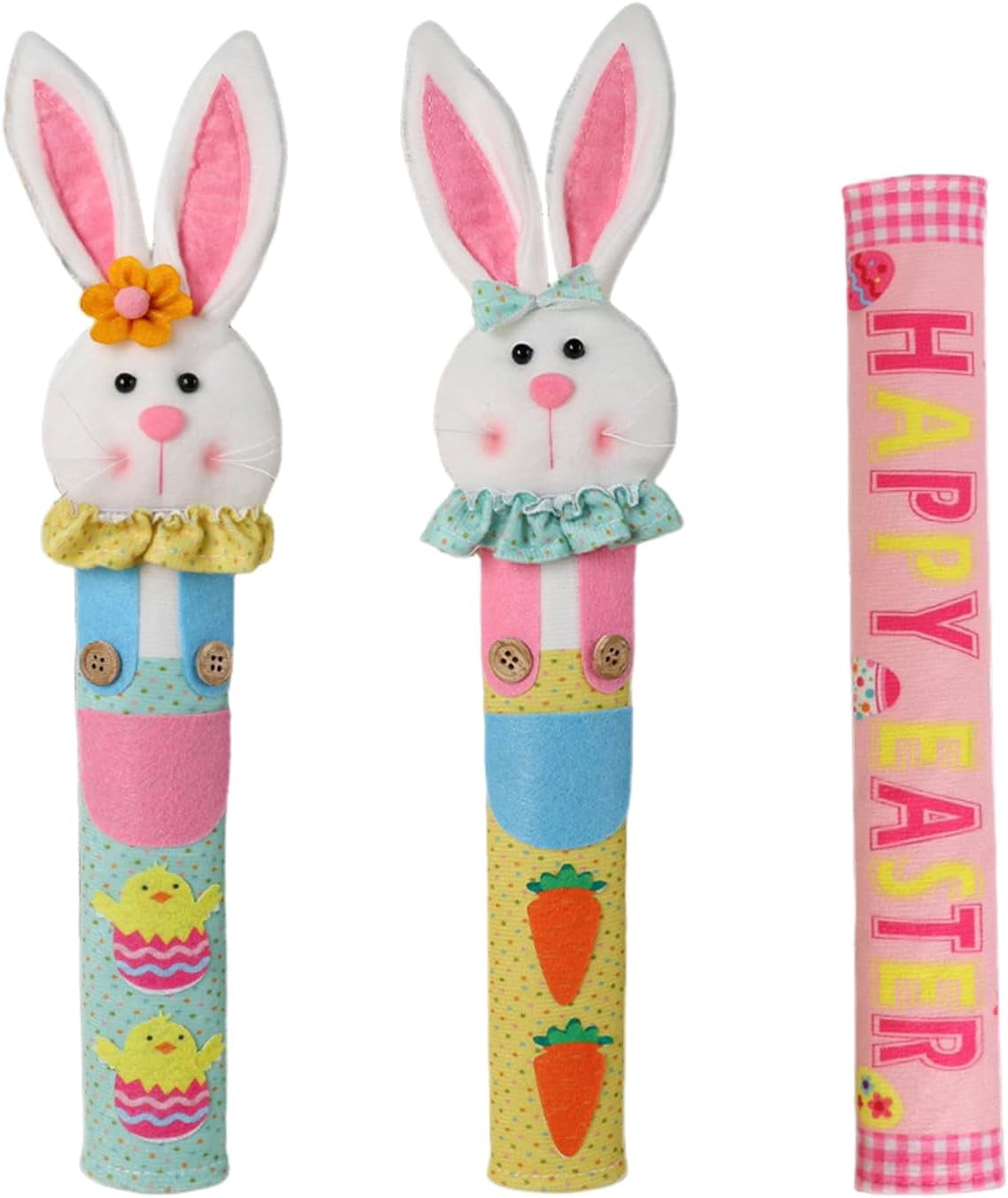 3 Pieces Easter Refrigerator Door Handle Covers | Cute Bunny Design Soft Silicone Fridge Handle Covers for Freezer, Oven & Dishwasher, Home Kitchen Decor