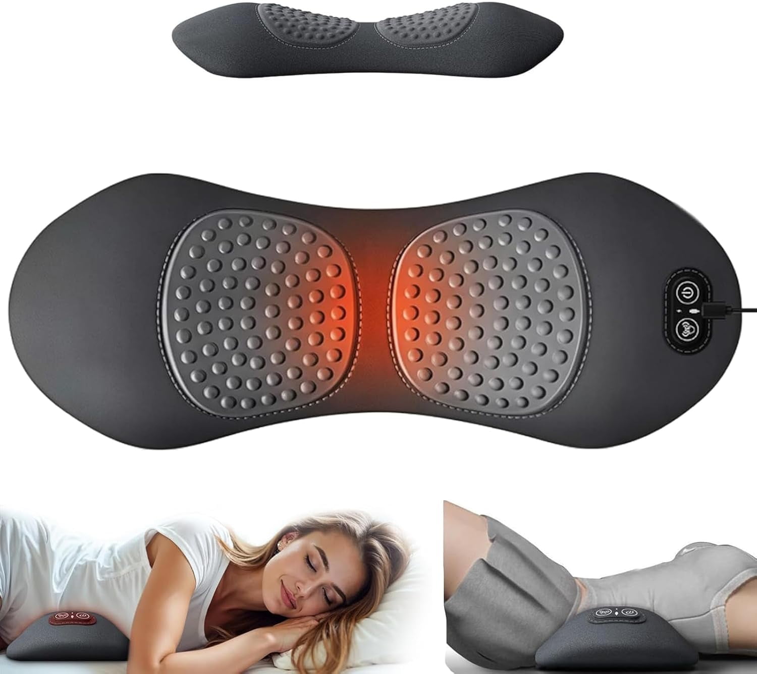 3 in 1 Electric Back Massager Pillow | Adjustable Support & Soothing Heat Ergonomic Wedge Cushion for Home, Office & Travel