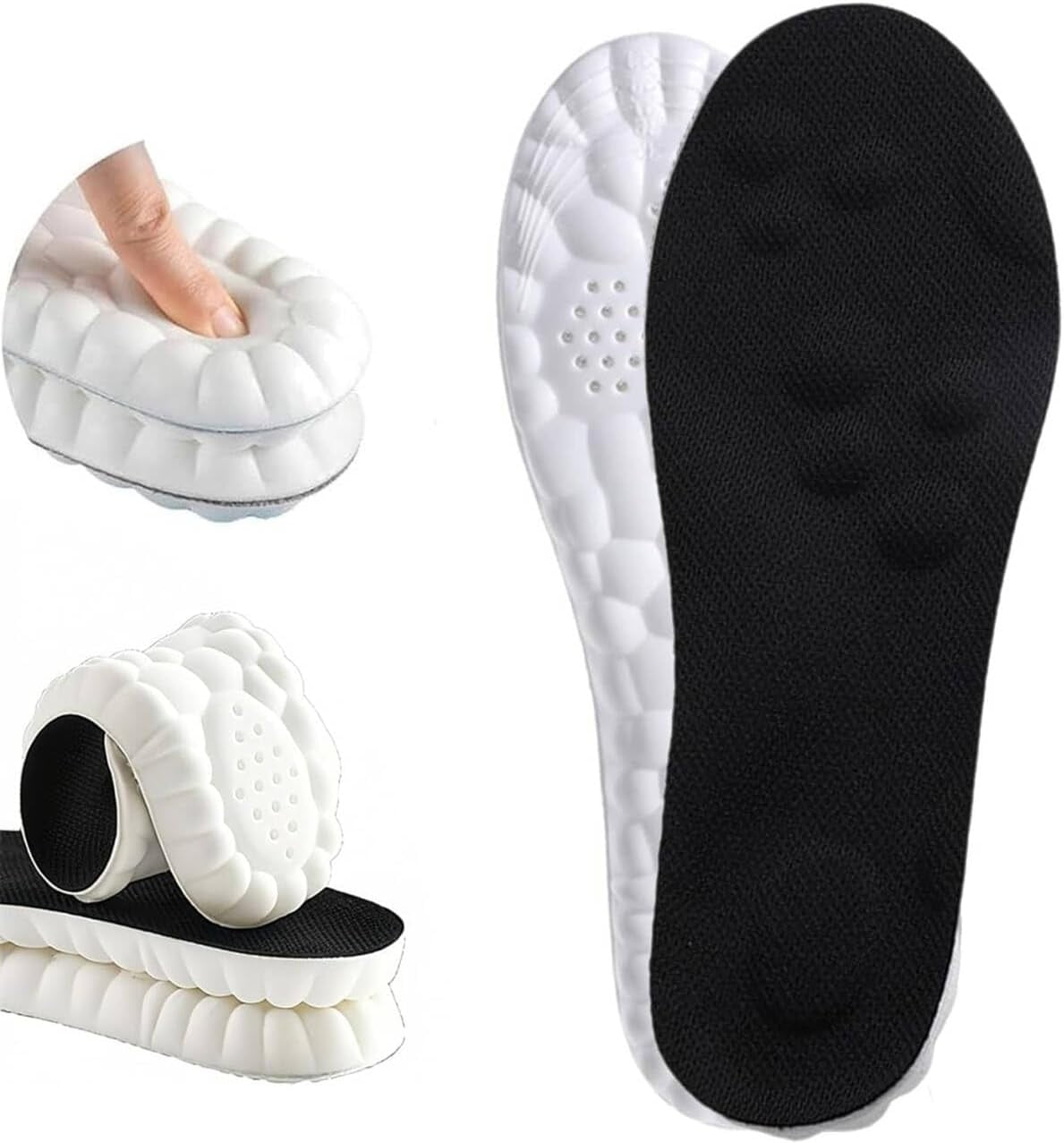 4D Cloud Insoles for Men Women, Memory Foam Massage Inserts for Foot Pain Relief, Breathable Enhanced Arch Support & Cushioned Comfort, Fits All Shoe Types