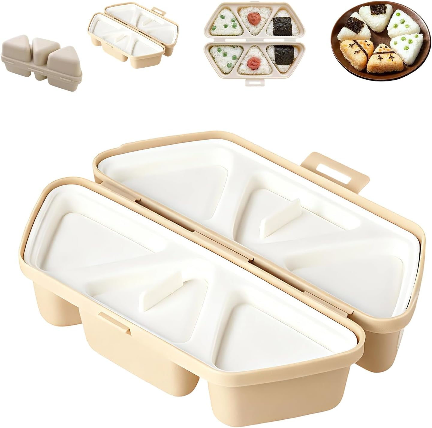 6 in 1 Onigiri Mold Triangle Sushi Mold - Make 6 Rice Balls at Once, Anti-Stick Rice Ball Molds for Easy Sushi Making, Picnic & Daily Storage