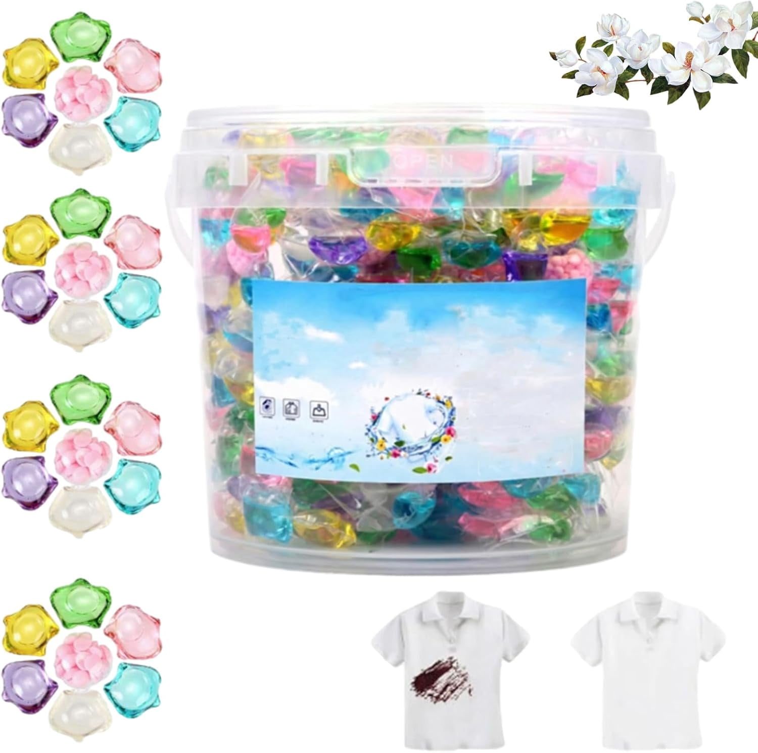 7 in 1 Laundry Detergent, Deep Cleaning Capsules, Stain Removal Washing Pods with Long-Lasting Fresh Scent, Easy Dissolve for All Fabrics